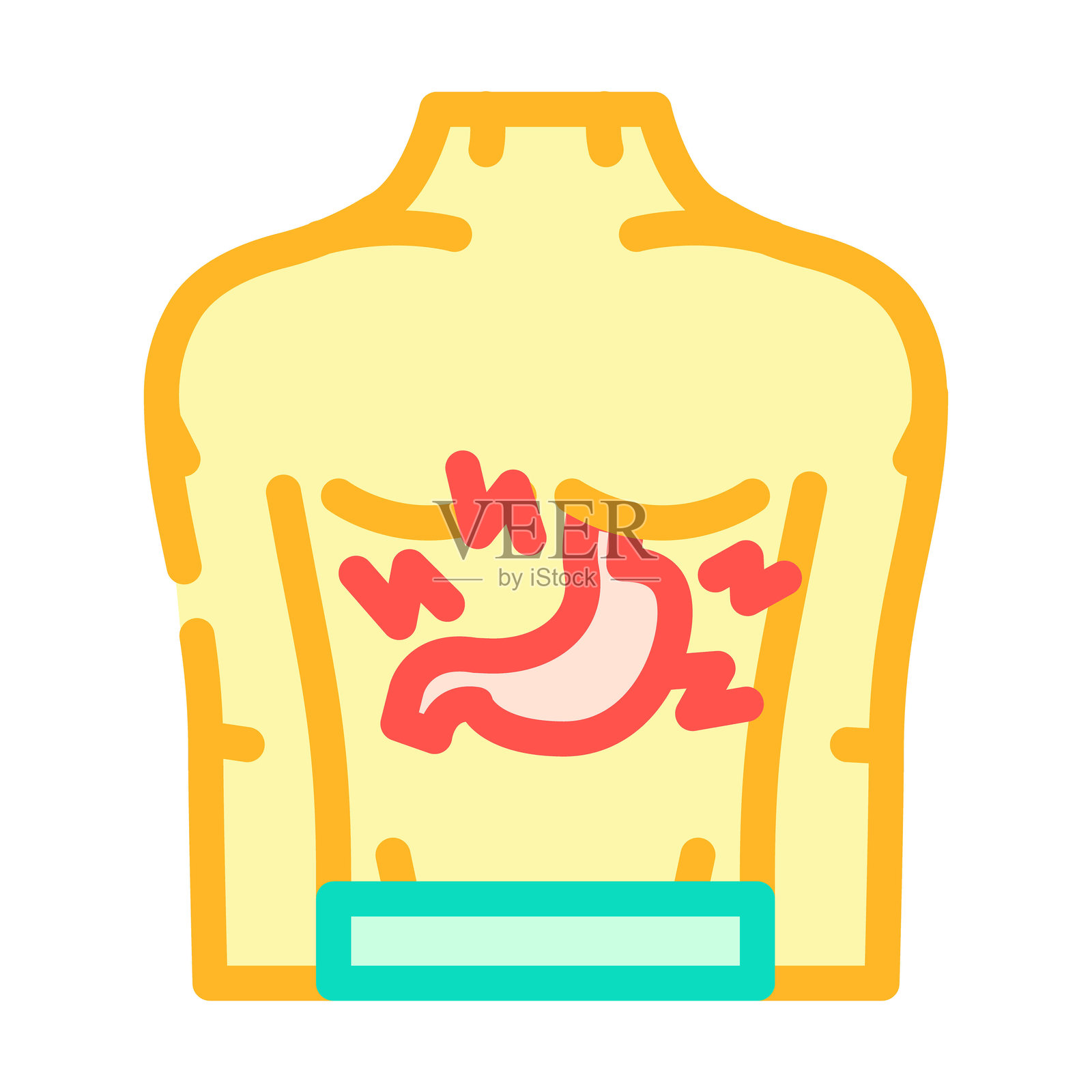 腹泻、腹痛、疾病症状的彩色图标插图照片摄影图片