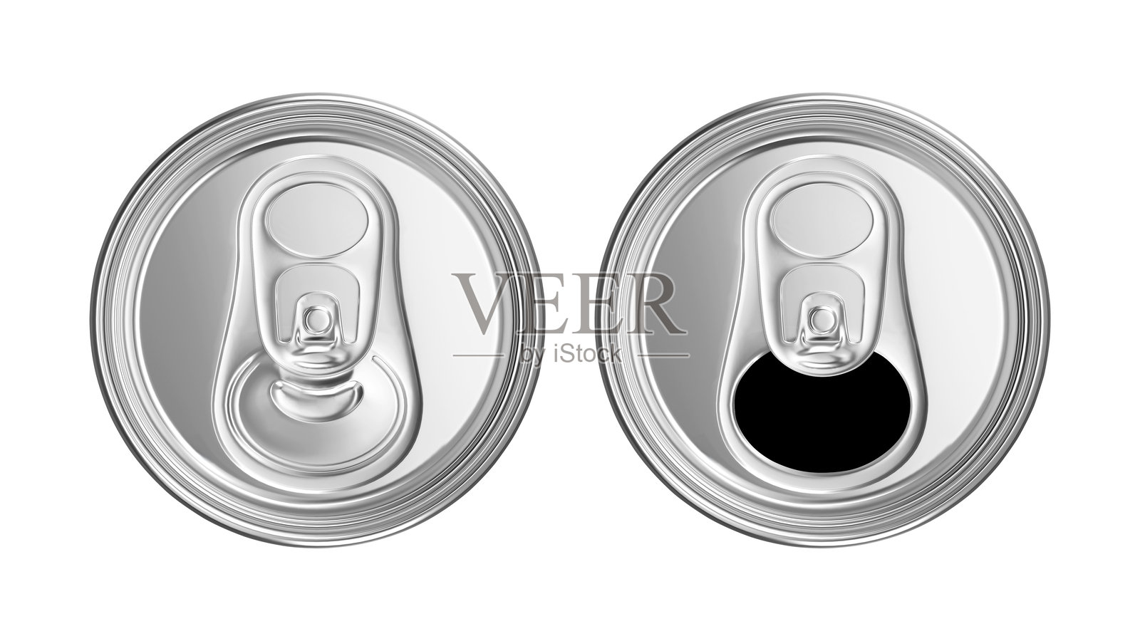 碳酸饮料、啤酒、苏打水和柠檬水的铝罐俯视图。空白包装模型。3D渲染。照片摄影图片