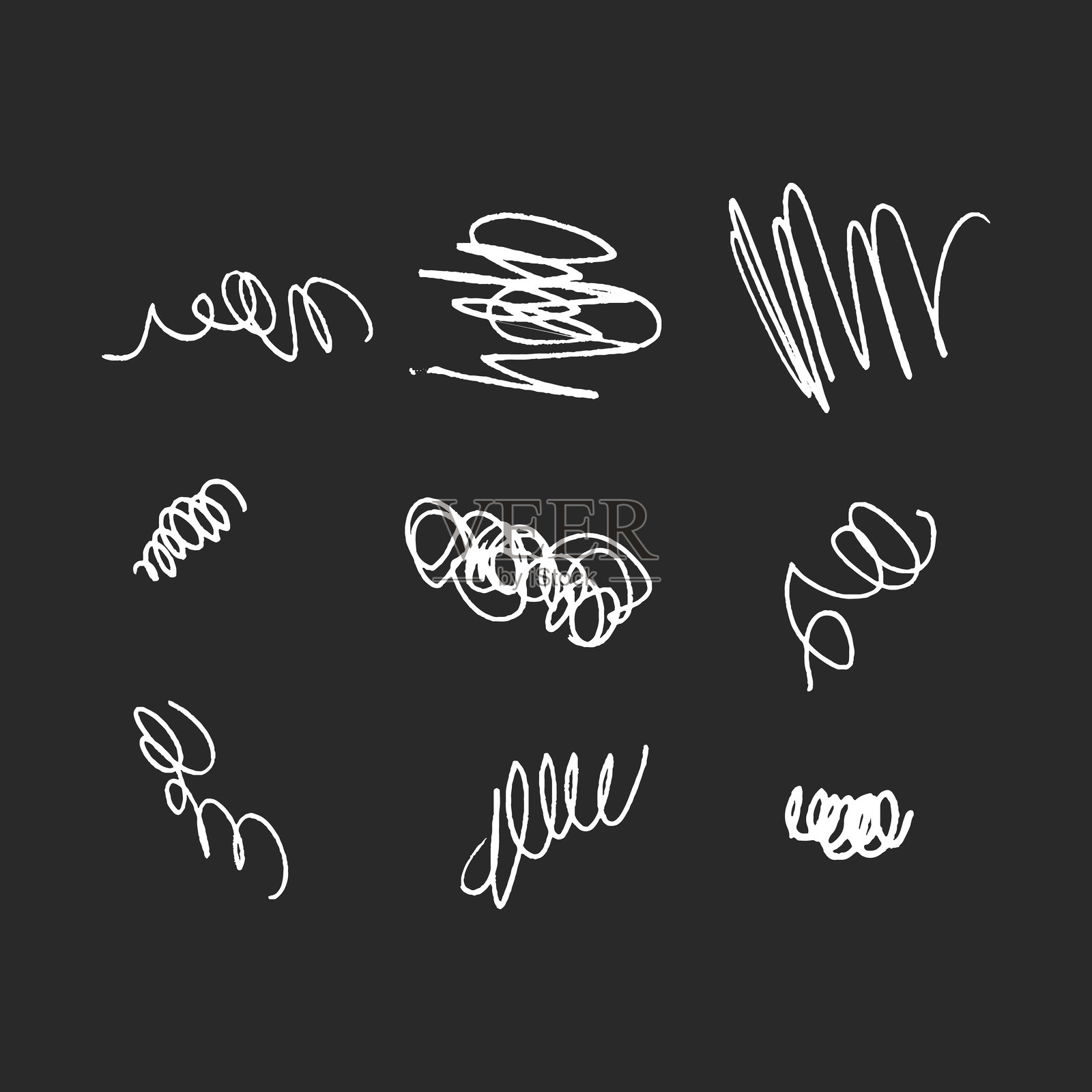 海报、社交媒体的粉笔涂鸦元素套装，粉笔、铅笔、画笔套装插画图片素材