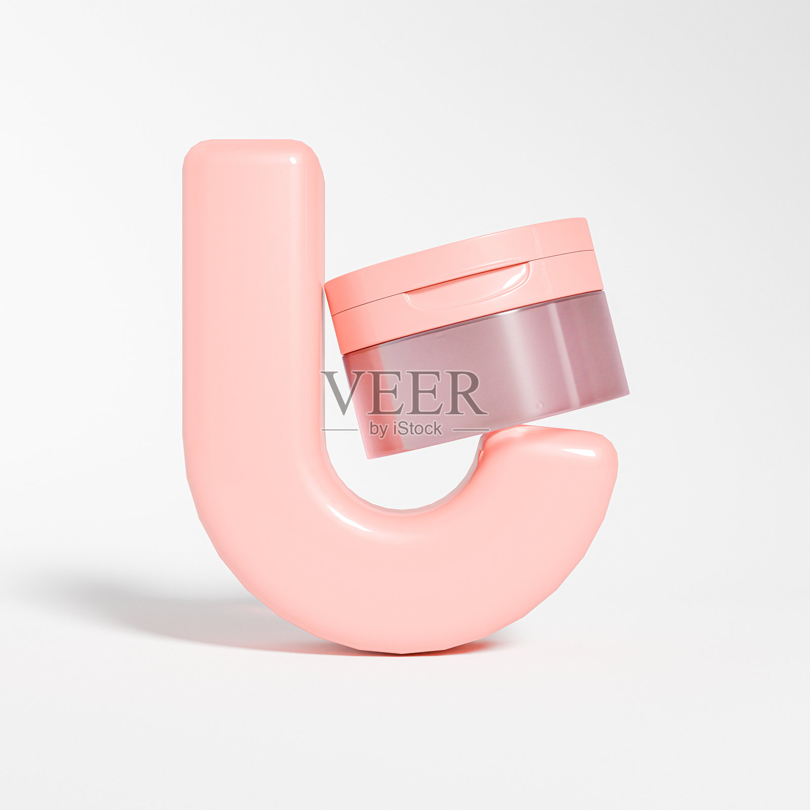 潮流翻盖化妆品罐模型，彩妆卸妆膏包装，广口翻盖面霜罐，桃色半透明塑料护肤容器，身体磨砂膏产品瓶照片摄影图片