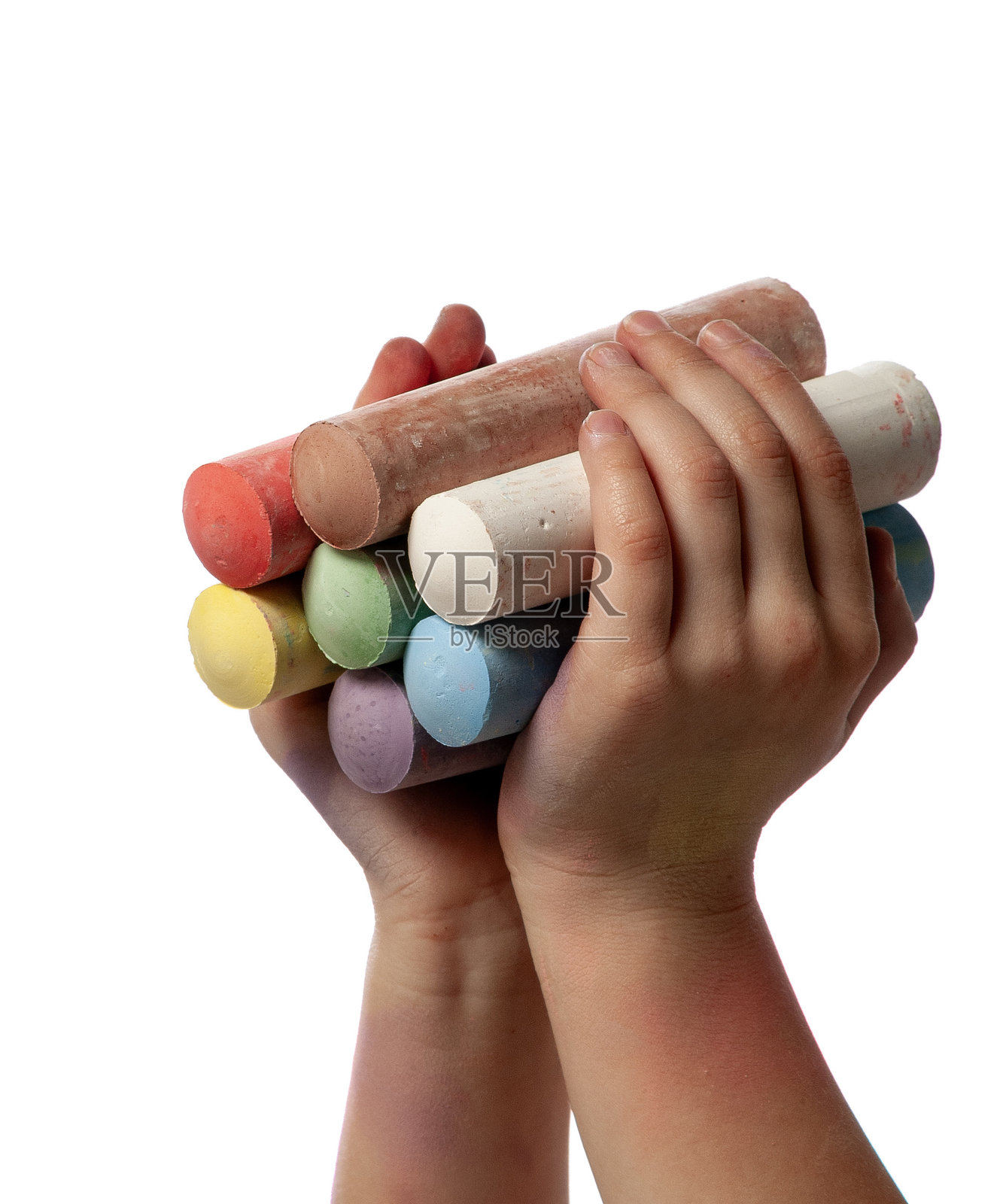 概念儿童：彩色粉笔照片摄影图片