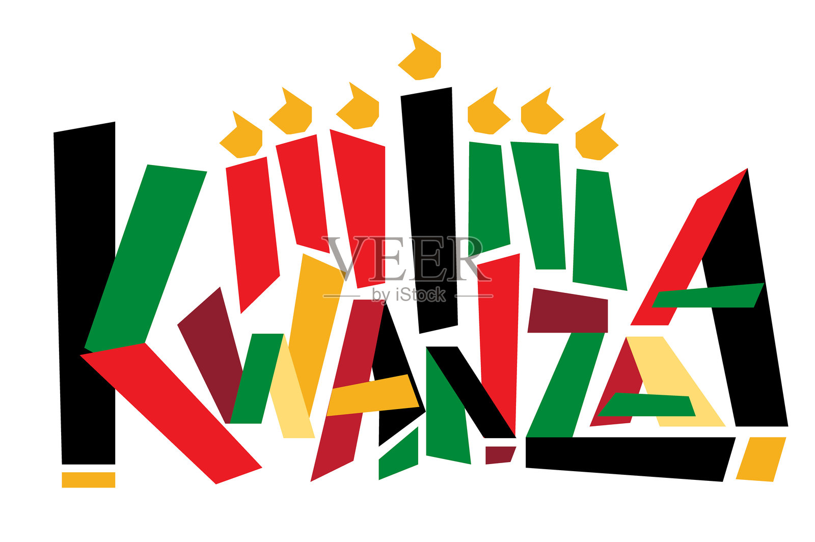 快乐宽扎节节日问候设计模板，含烛台插画图片素材