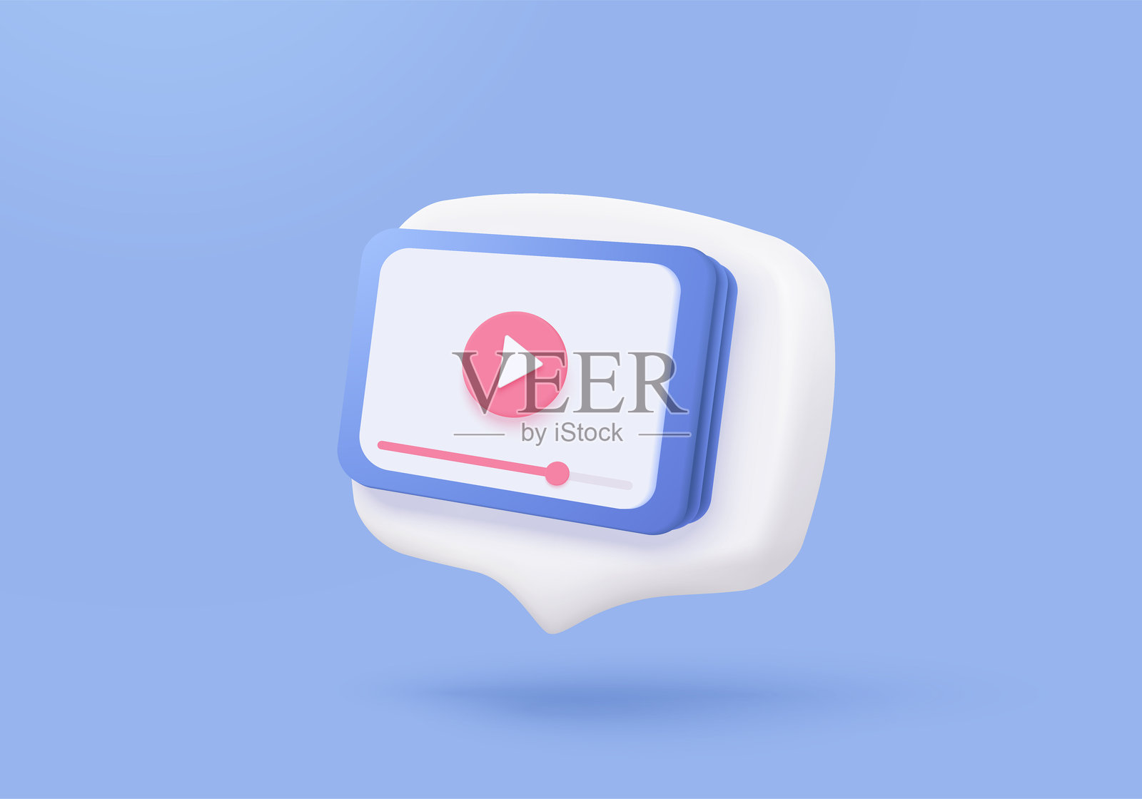 社交媒体浏览器上的3D直播图标插画图片素材