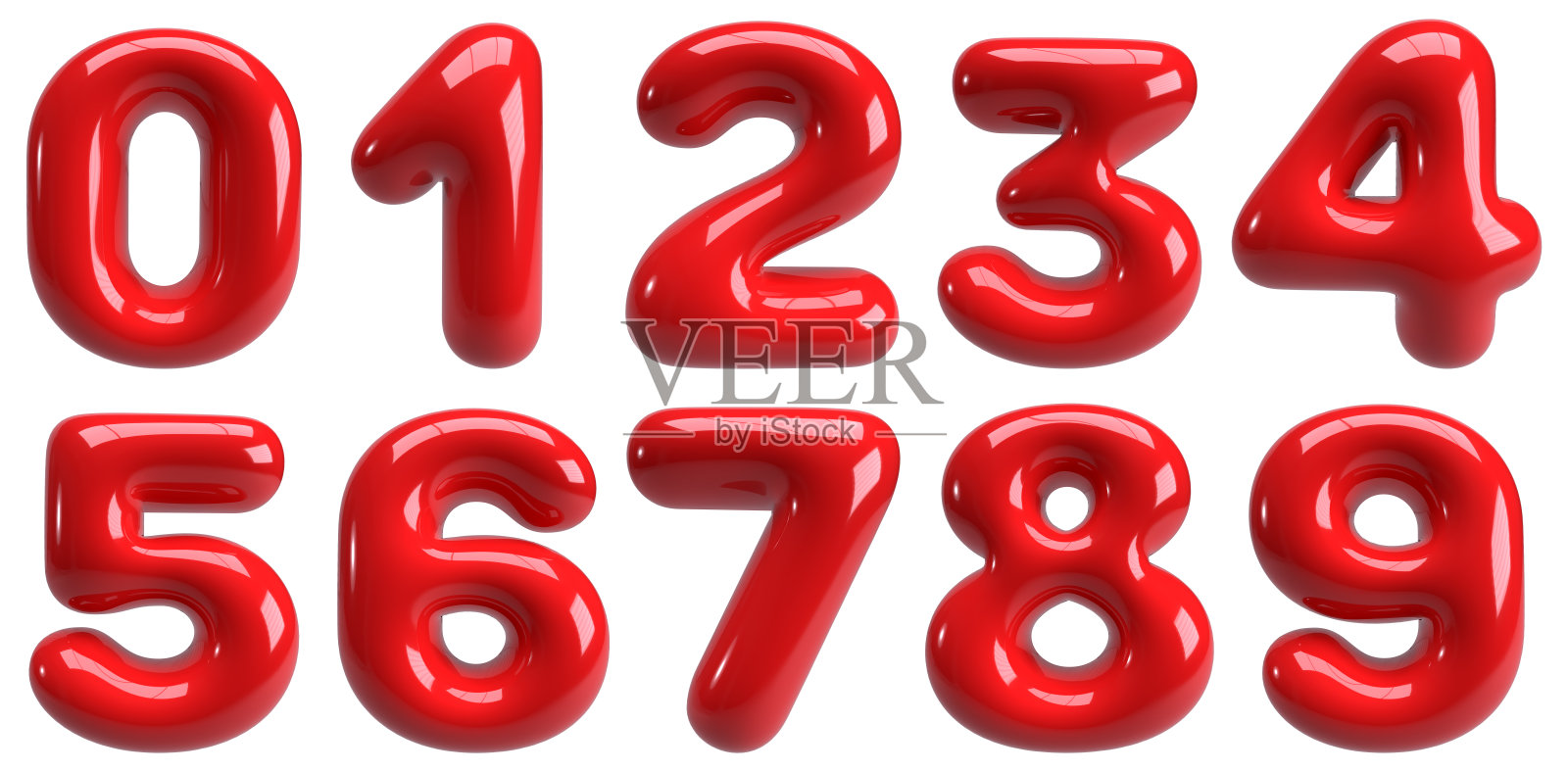 一组 3D 渲染的红色数字照片摄影图片