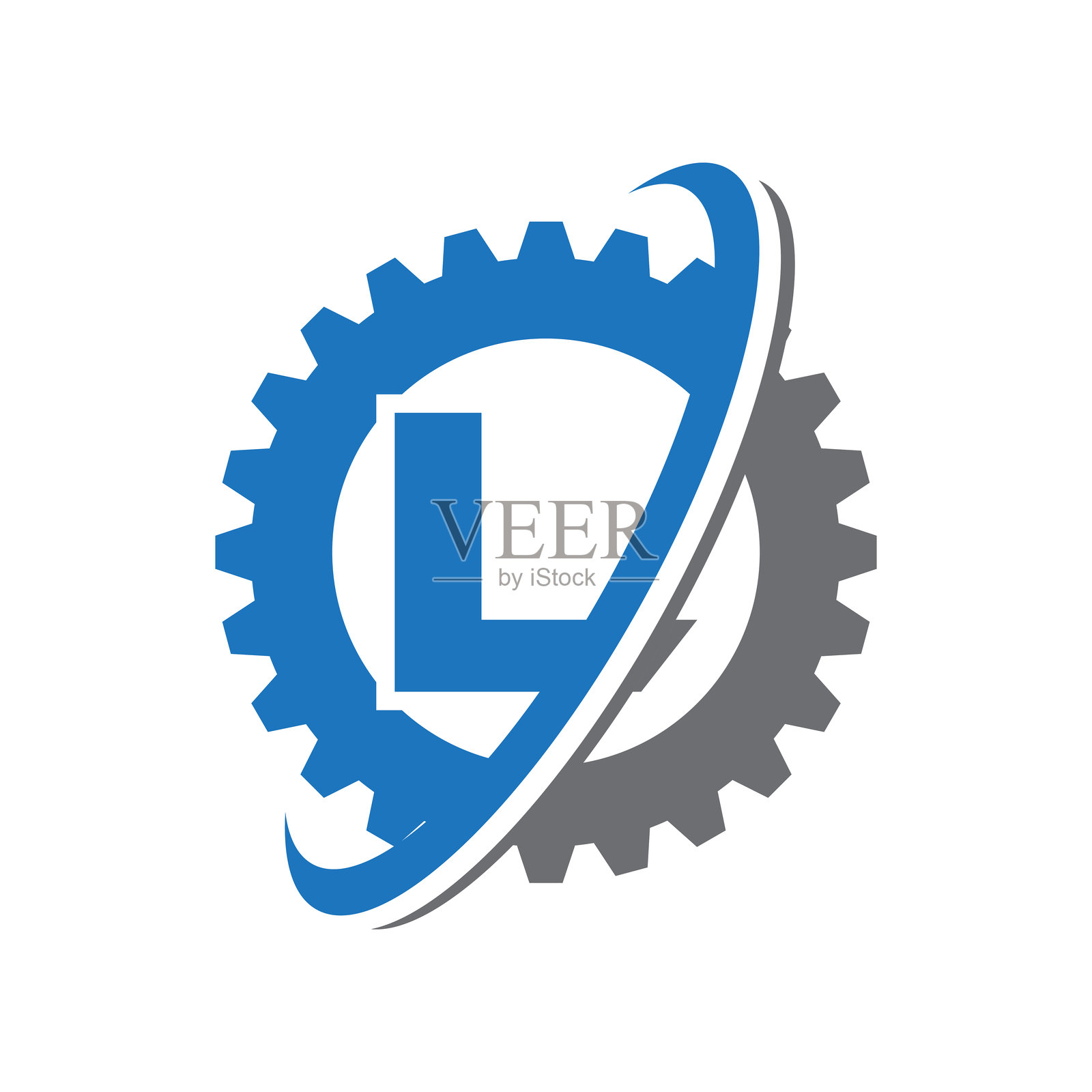 字母L齿轮标志插画图片素材