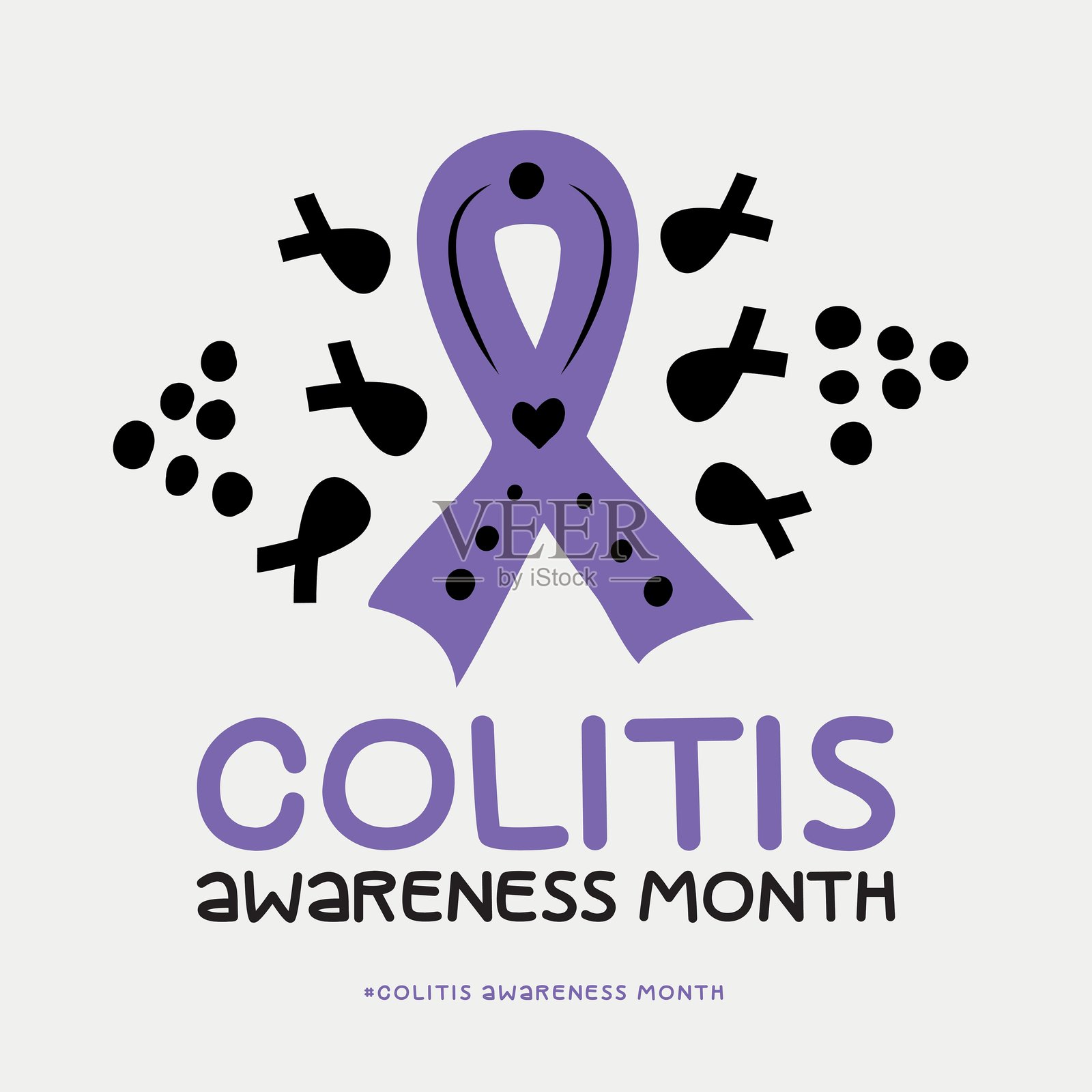 结肠炎疾病宣传月，矢量插画宣传设计。插画图片素材