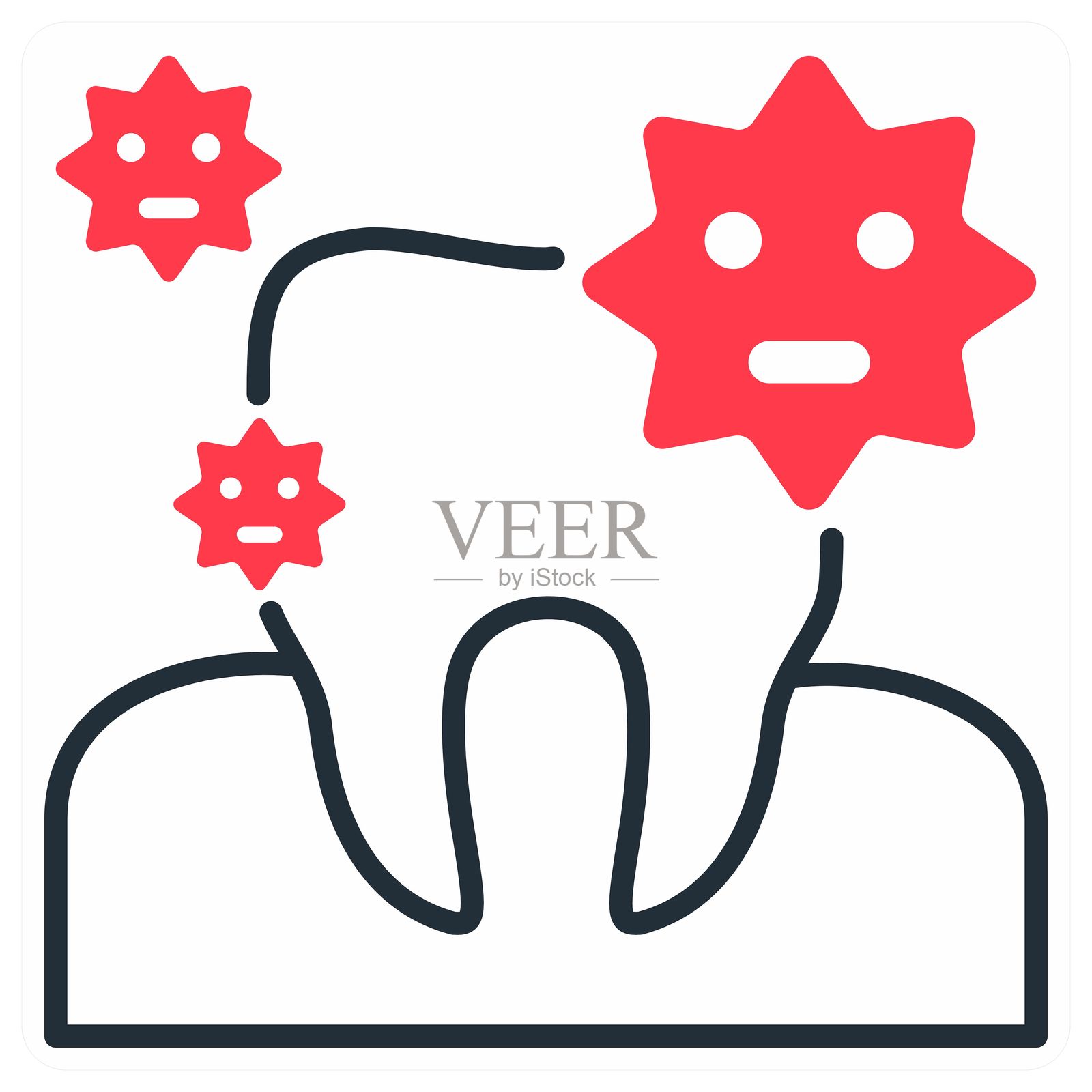 橙色牙齿细菌图标概念插画图片素材