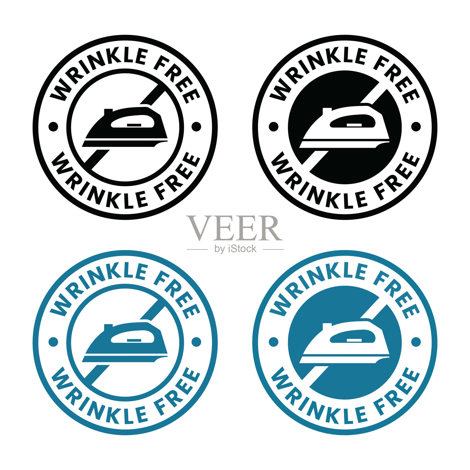 无褶皱熨斗标志矢量模板。插画图片素材