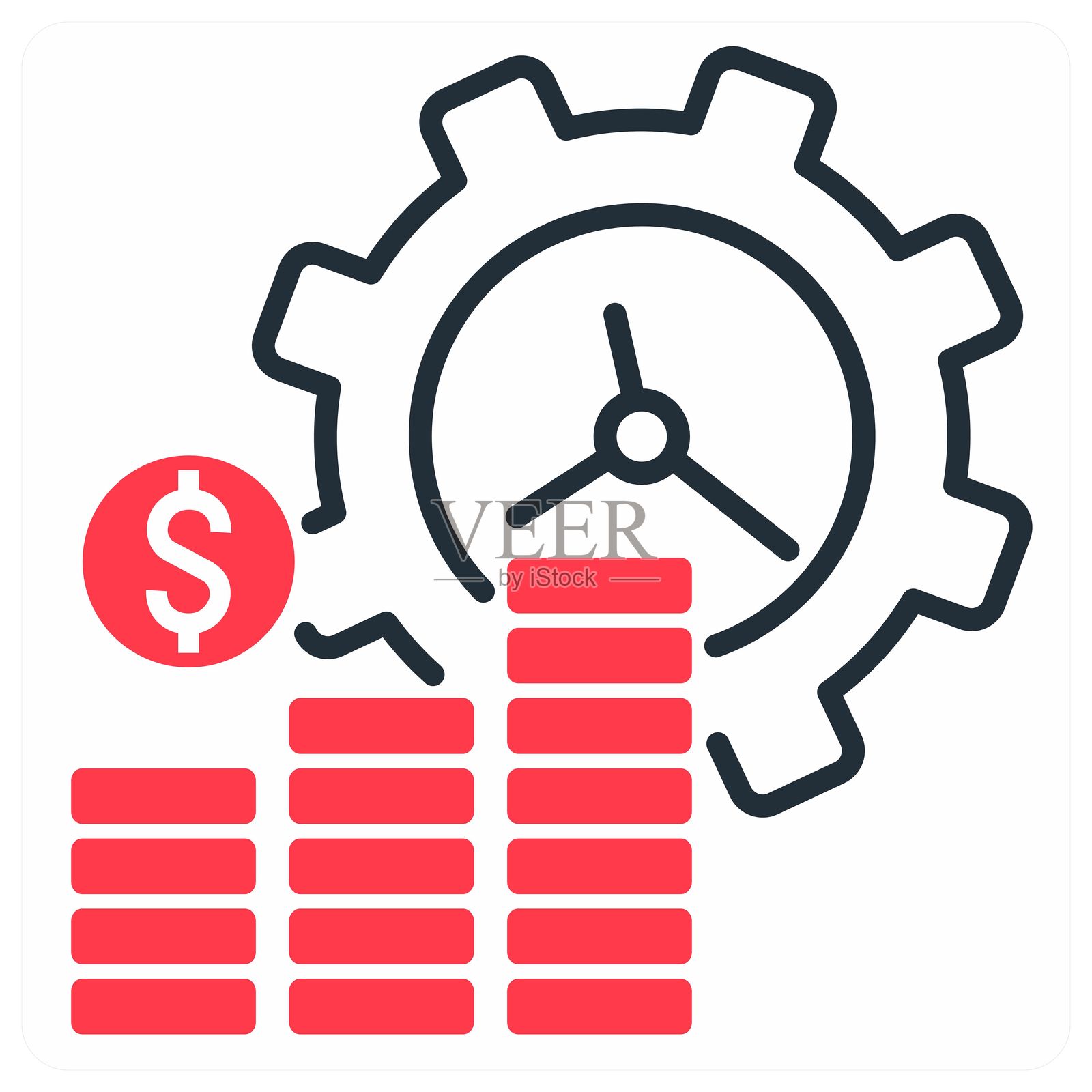 橙色时间与金钱图标概念插画图片素材