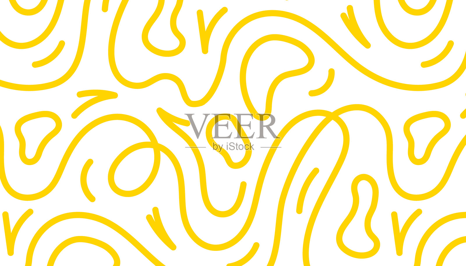 抽象面条图案，有黄色的意大利面或拉面。手绘风格矢量插画，非常适合用作食物背景、包装、菜单和烹饪设计。插画图片素材