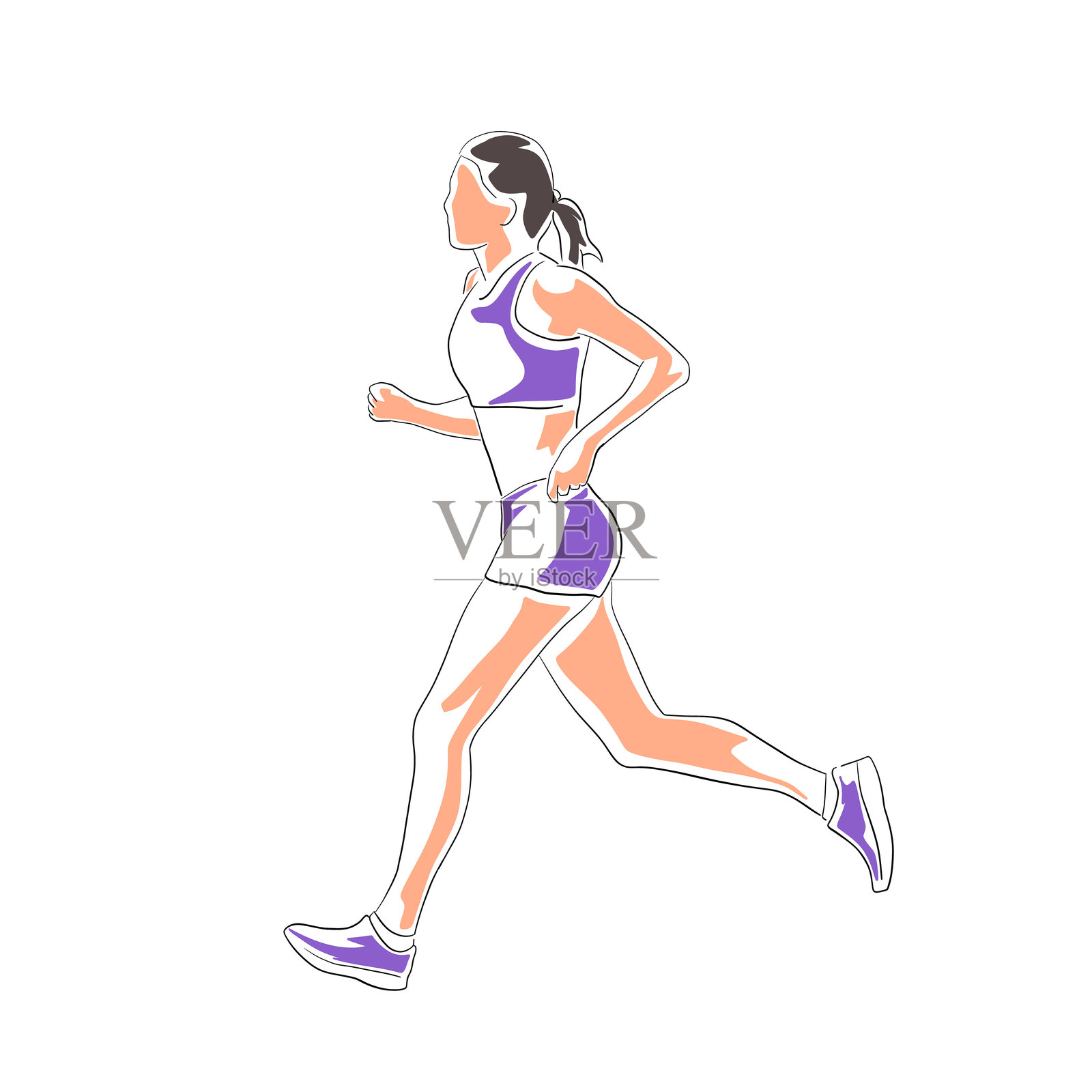 奔跑的女性，孤立的扁平设计矢量图。运动插画插画图片素材