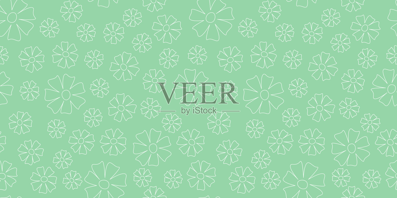 春季花卉无缝图案矢量图，可爱的花卉背景插画图片素材