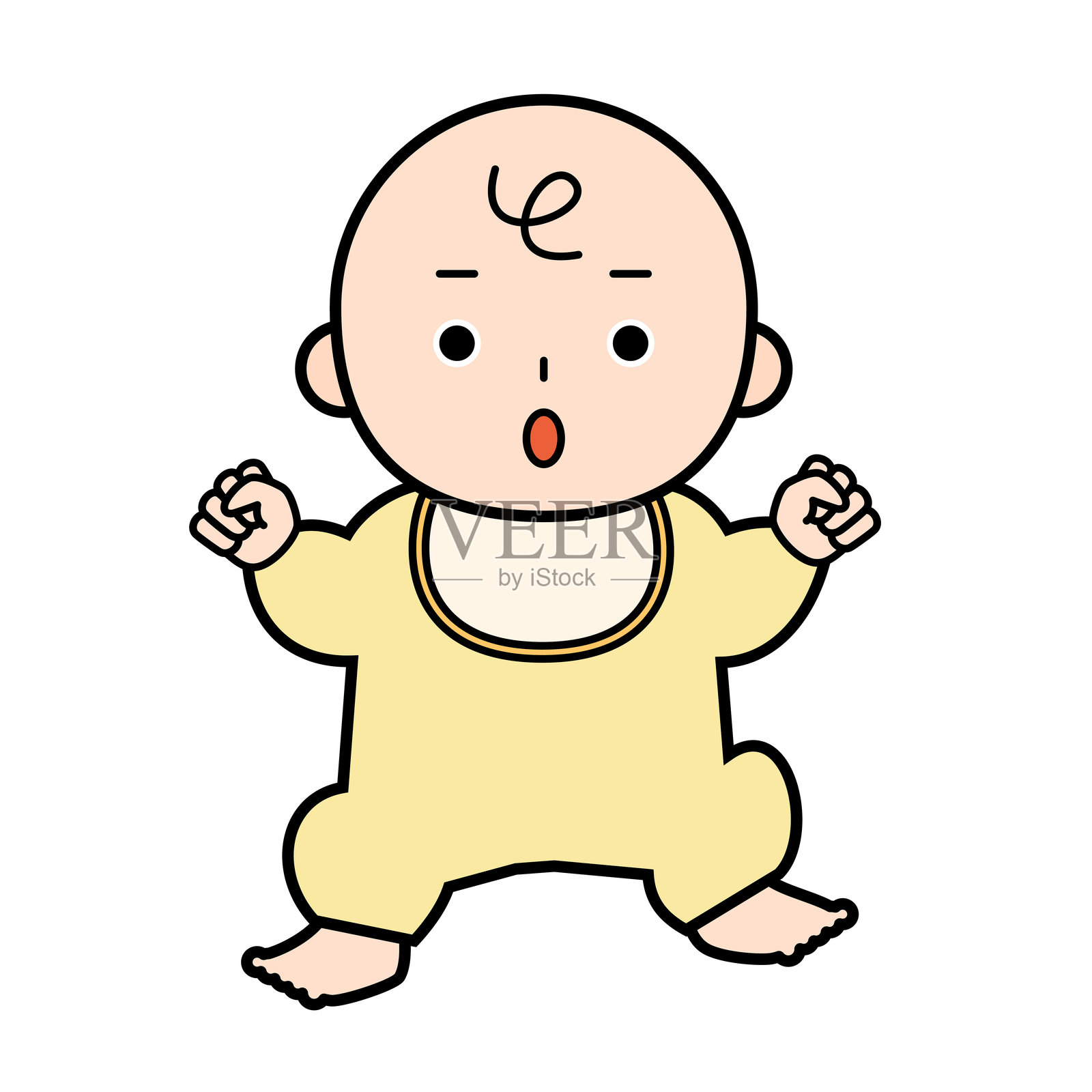 一个惊讶的婴儿全身插画插画图片素材