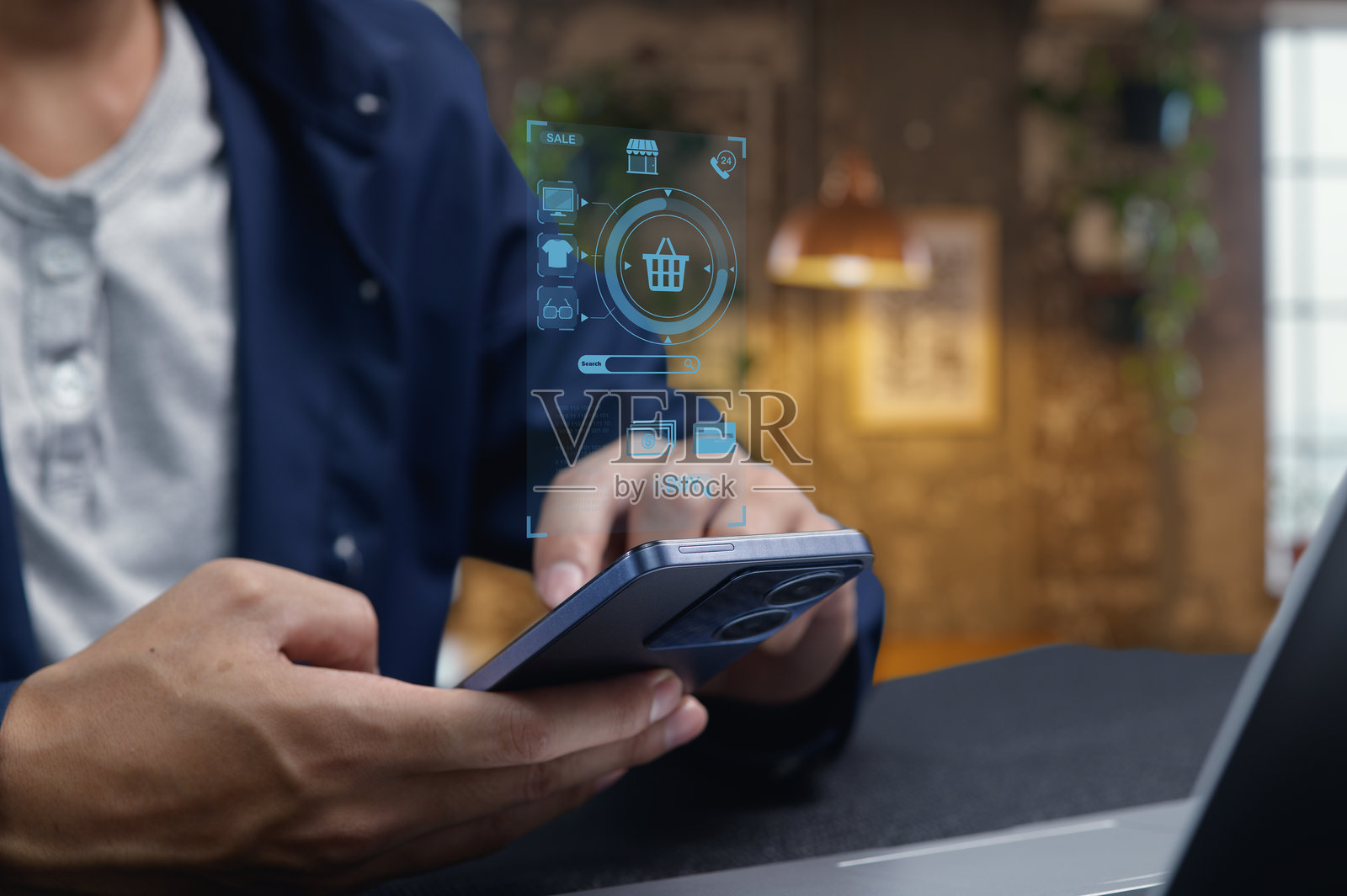 智能手机使用中的现代科技与购物体验照片摄影图片