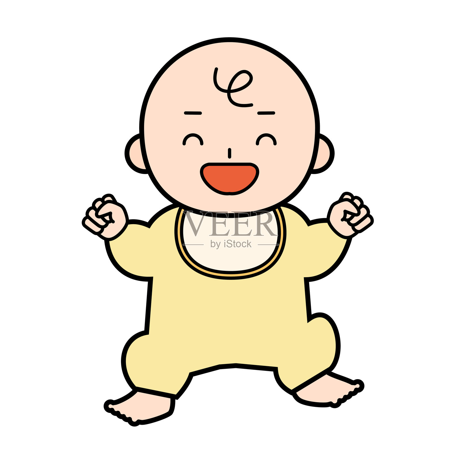 一个快乐宝宝全身的插画插画图片素材