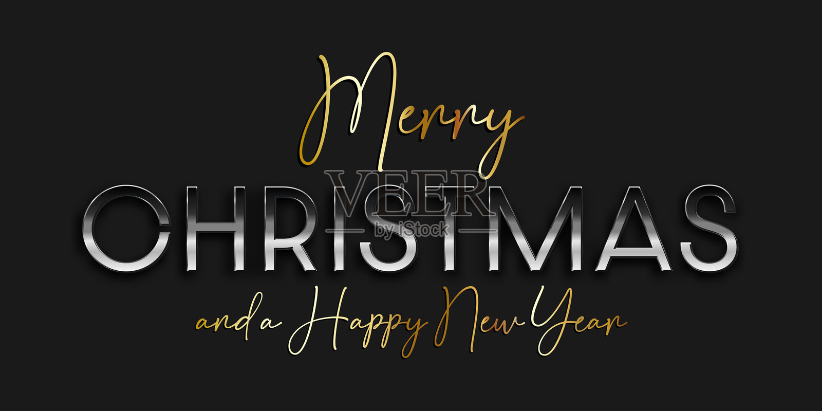 金色和银色字母设计的节日横幅插画图片素材