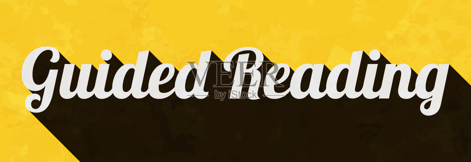 引导式阅读 - 文本在纹理黄色背景上投下长长的阴影插画图片素材