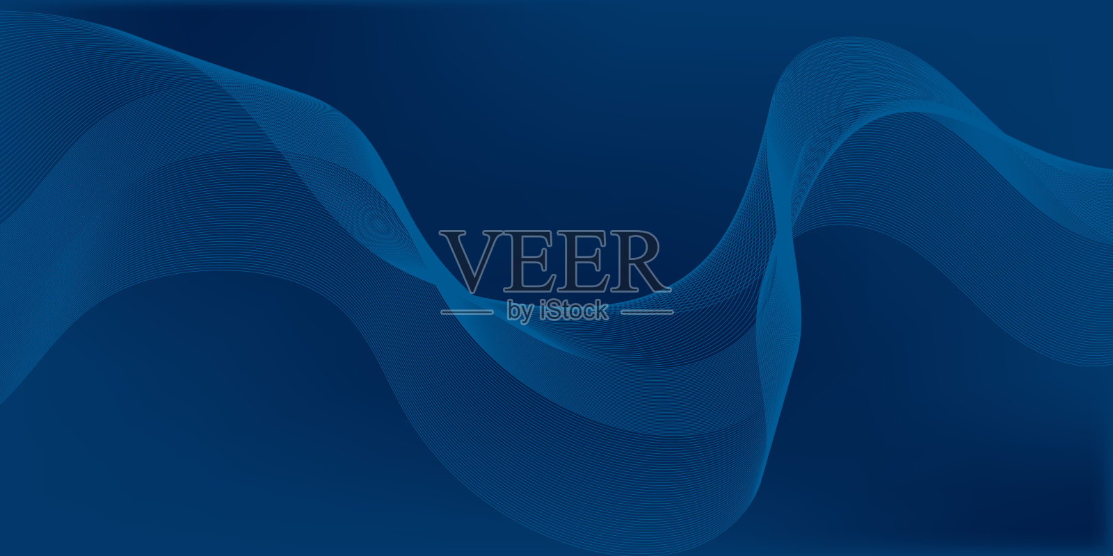 抽象的蓝色背景，带有流动的线条。动感波纹。插画图片素材