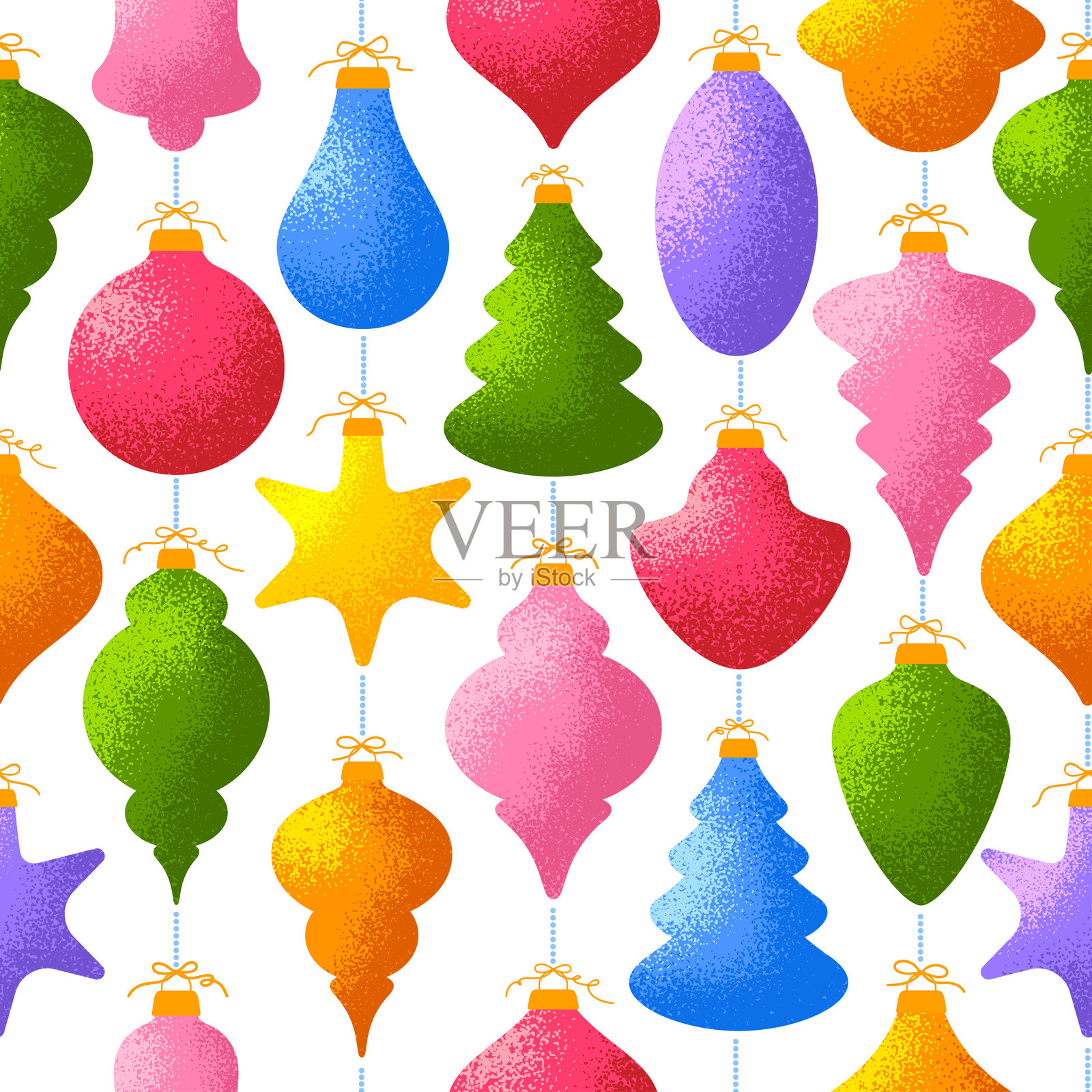 圣诞装饰品无缝图案插画图片素材