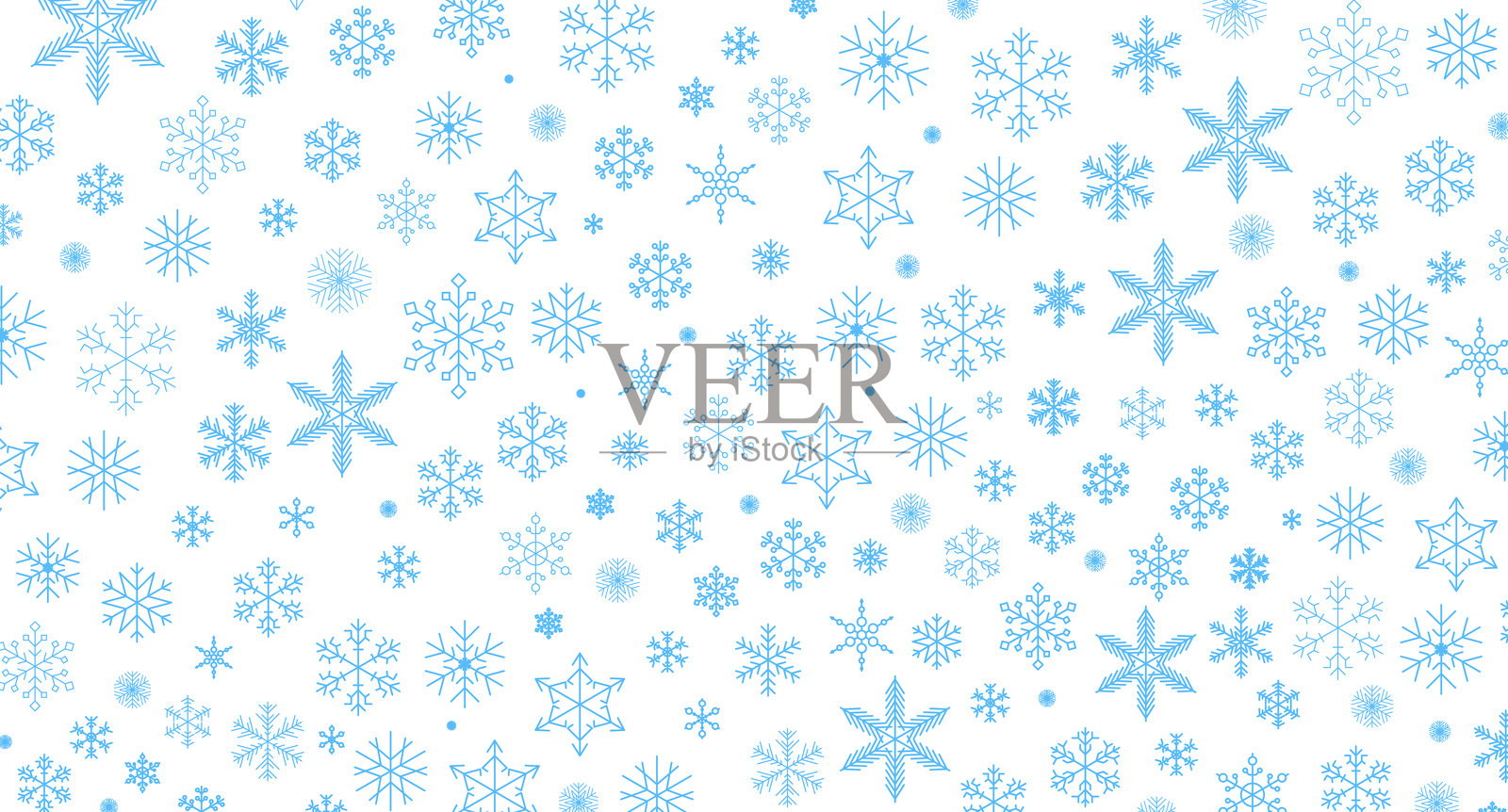 雪花背景孤立矢量图，带有星星横幅的雪花组合，圣诞边框装饰。2026新年快乐波浪线和雪花。雪花冰冻冬季细线图标插画图片素材