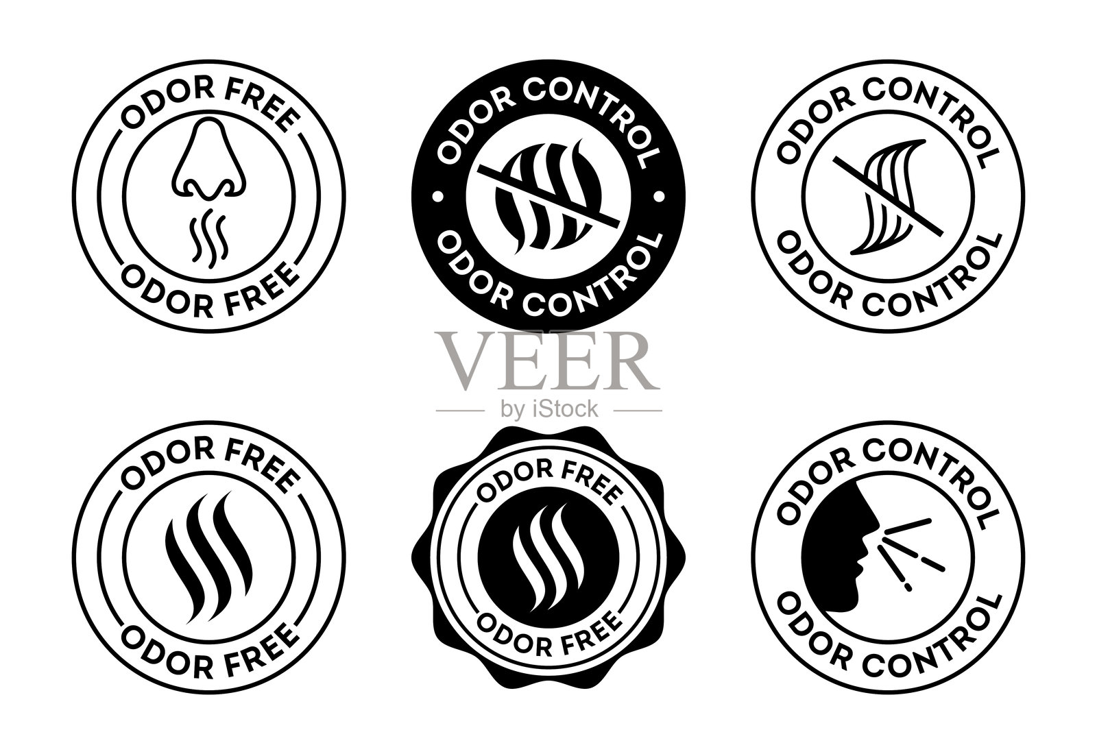 黑白除臭香气散发清洁清新除味卫生防护图标插画图片素材