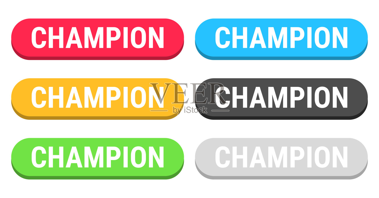冠军 - 彩色3D点击网页按钮，背景空白插画图片素材