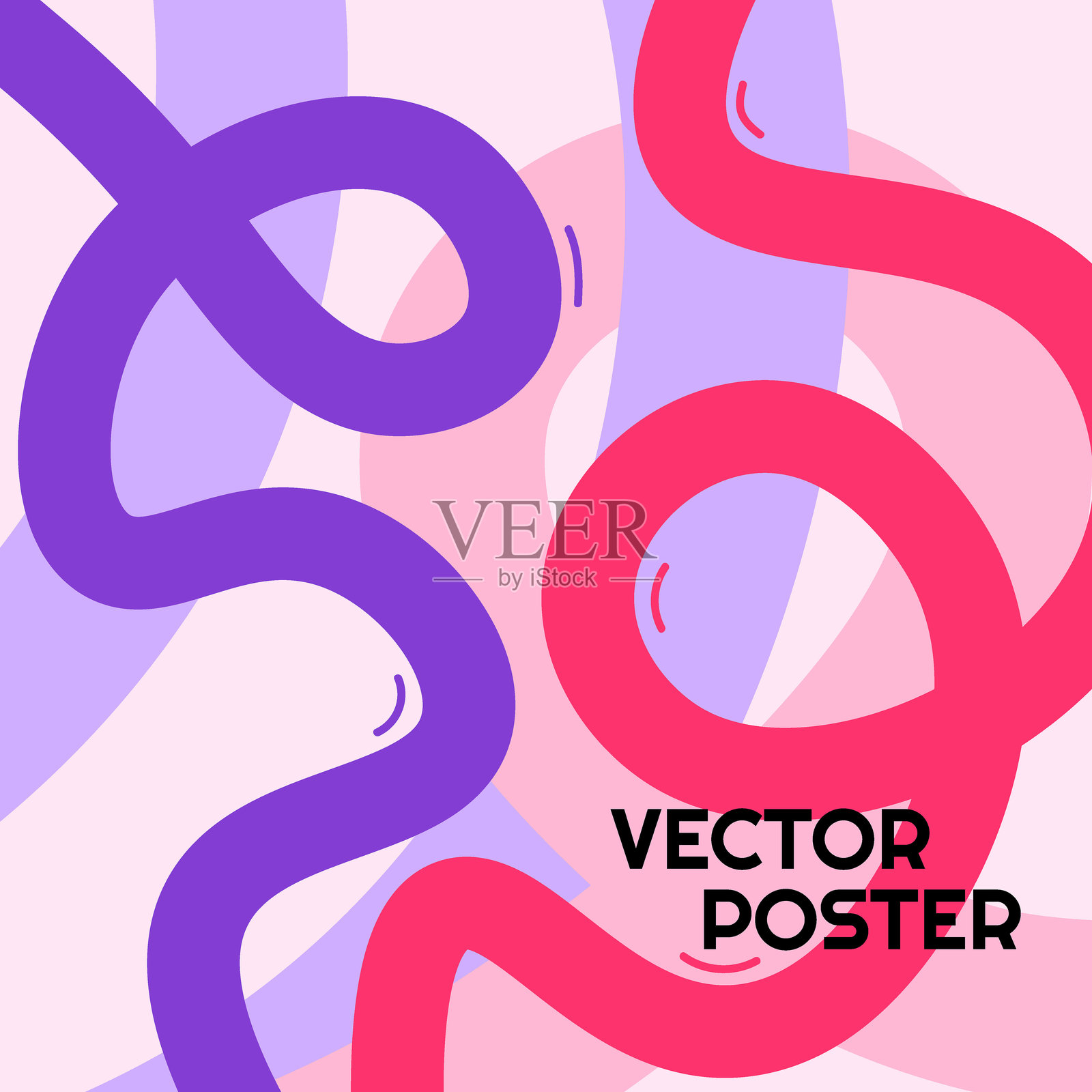 矢量插画。抽象的鲜艳色彩背景集。酷炫、明亮的壁纸，带有丝带线条、半色调圆点和留白。适用于社交媒体模板、网页横幅、博客帖子的设计元素。插画图片素材