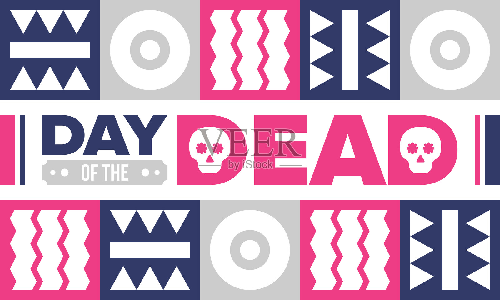 亡灵节在十一月。这是一个纪念逝者的节日。每年在墨西哥和其他拉丁美洲国家庆祝。带有骷髅图案和纹理的墨西哥和西班牙传统。矢量海报插画图片素材