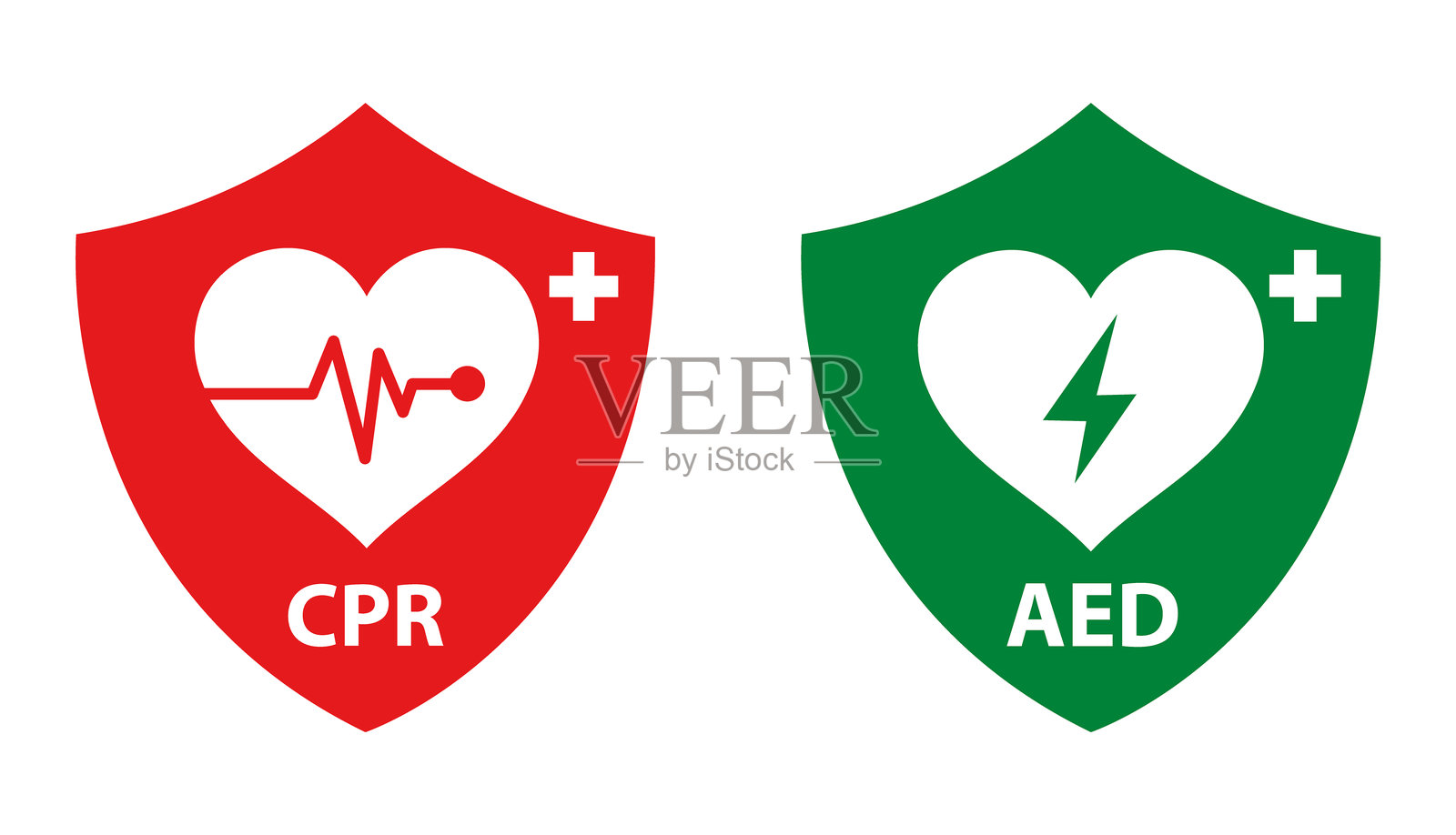 心肺复苏和自动体外除颤器设计标志模板插画插画图片素材