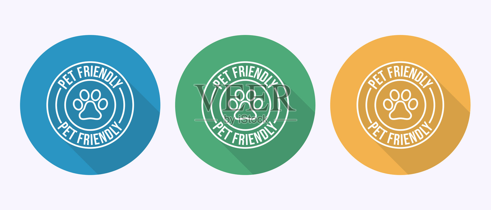 宠物友好图标，带有爪印，宠物友好标志，圆形设计，宠物住宿标志插画图片素材