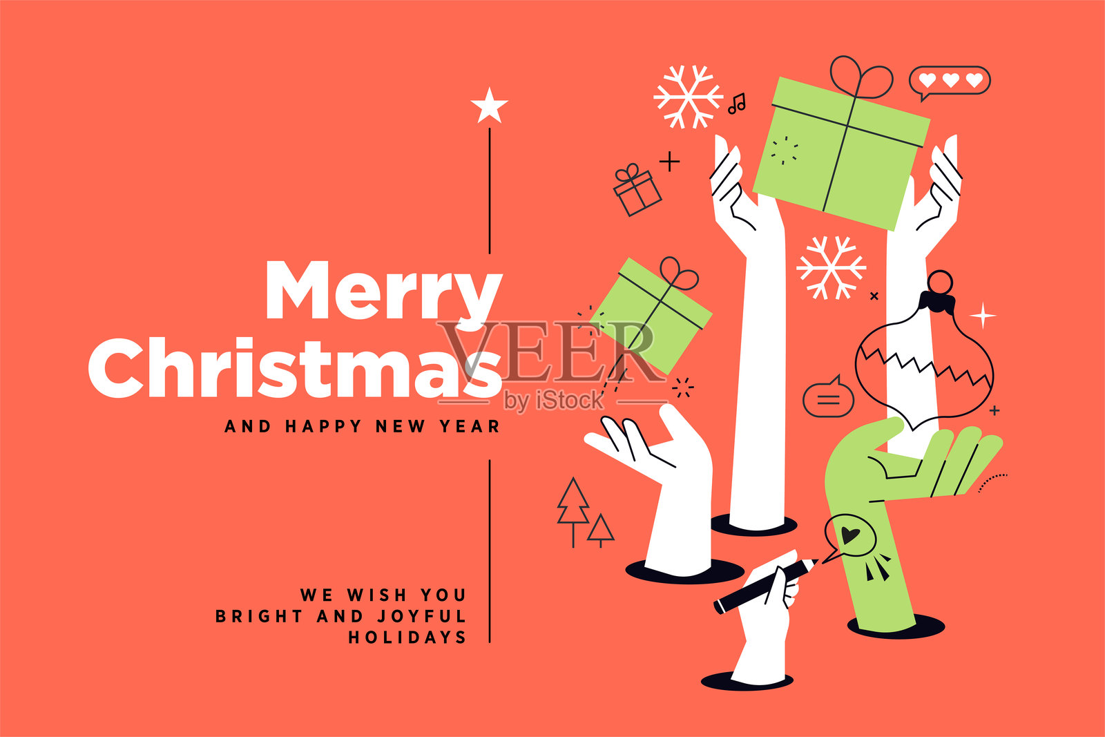 圣诞快乐，新年快乐横幅插画图片素材