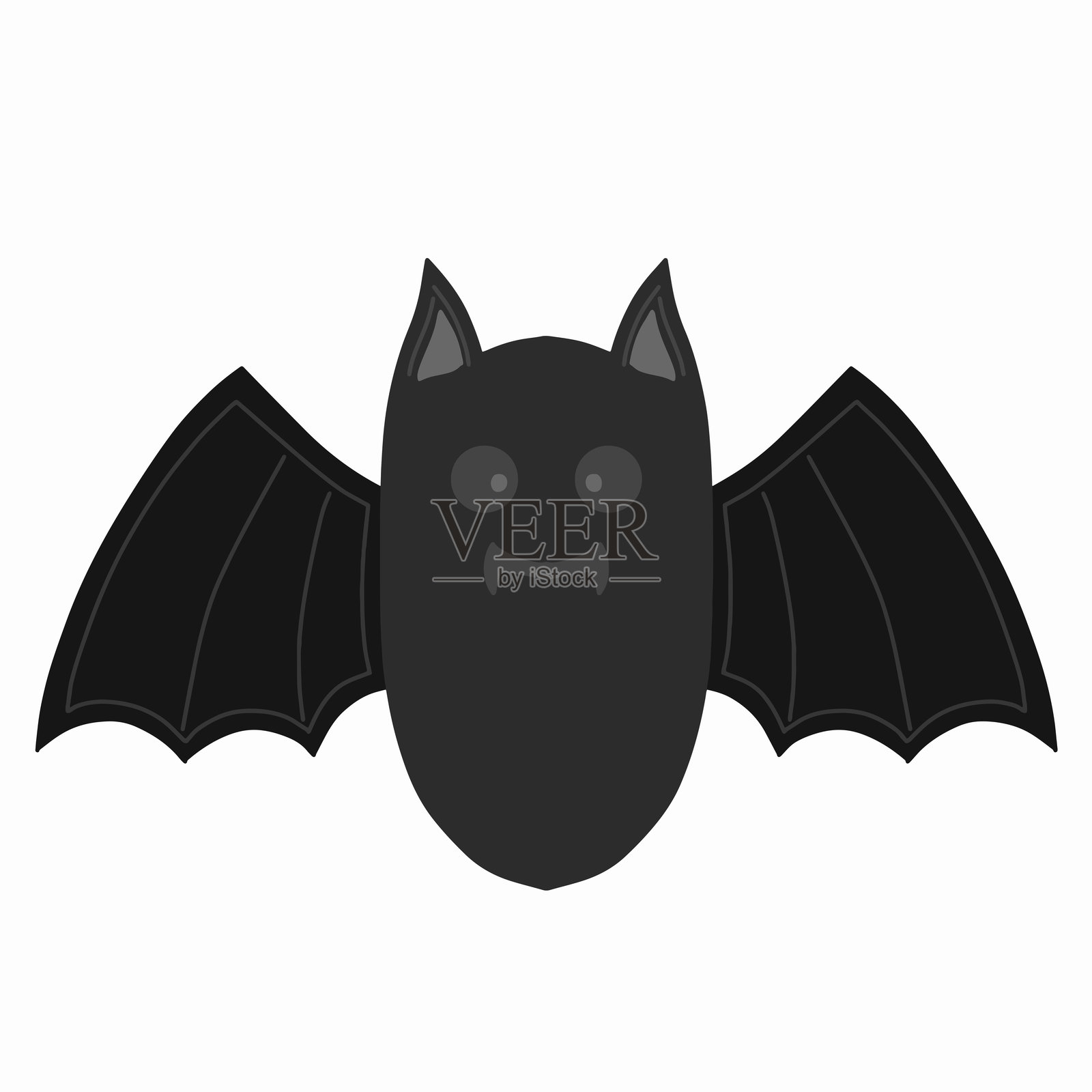 可爱的吸血蝙蝠卡通形象矢量图，扁平化设计，诡异蝙蝠图标插画图片素材