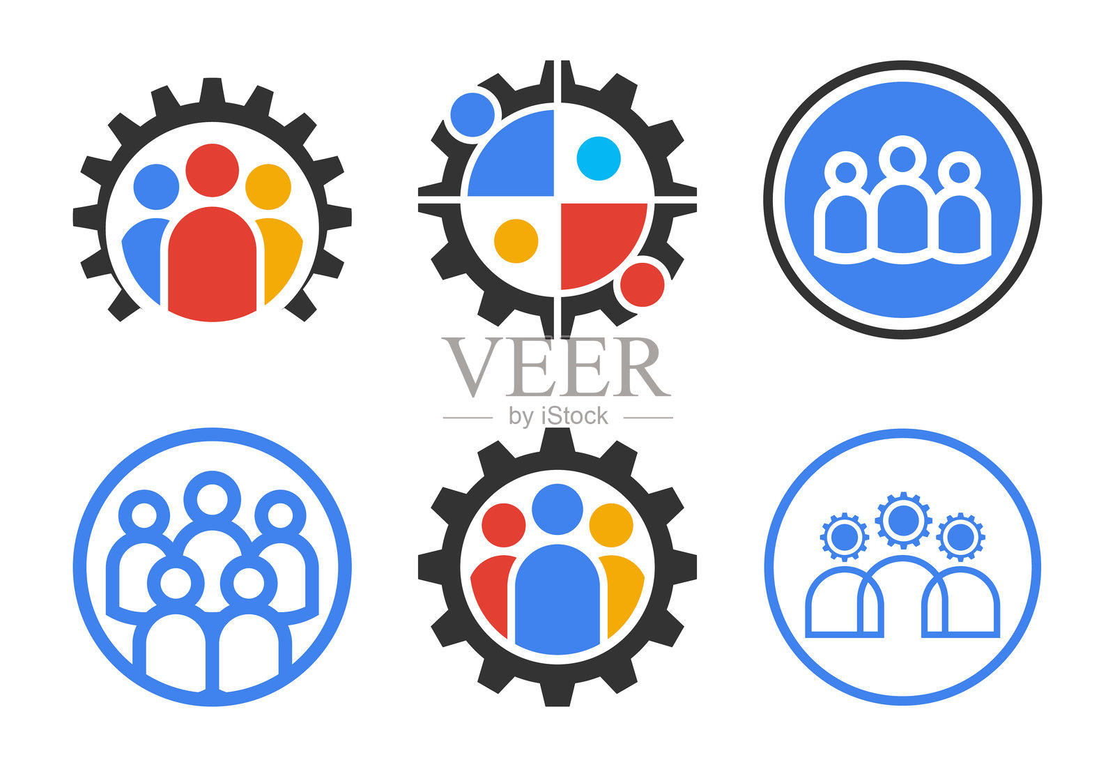 合作齿轮，多元化团队协作创新，共赢商业解决方案概念插画图片素材