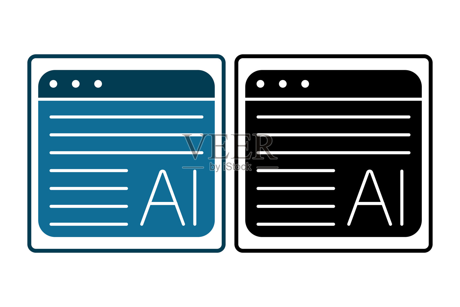 人工智能编程图标。与技术相关的图标。实心图标样式。简单的矢量设计，可编辑插画图片素材