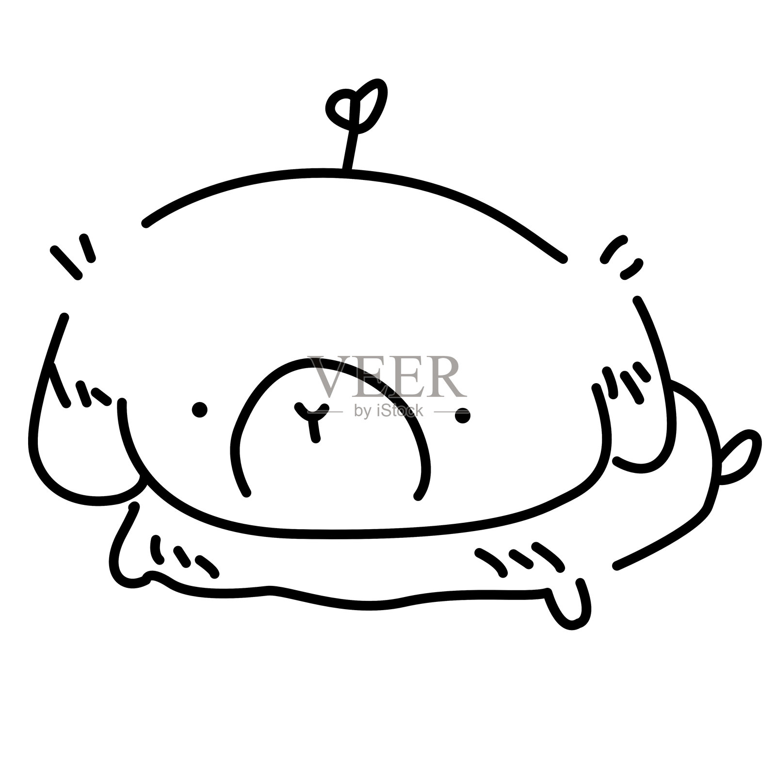 极简兔子轮廓简笔画涂鸦，可供填色插画图片素材