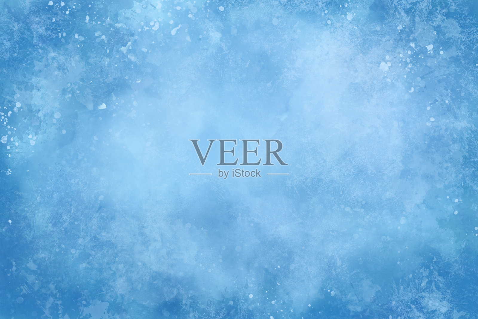 水彩冬季蓝色背景，手绘纹理。抽象水彩浅蓝色背景，带有污渍和颜料滴。水彩冰霜背景，适用于横幅、广告、网站、演示文稿、海报、封面。插画图片素材