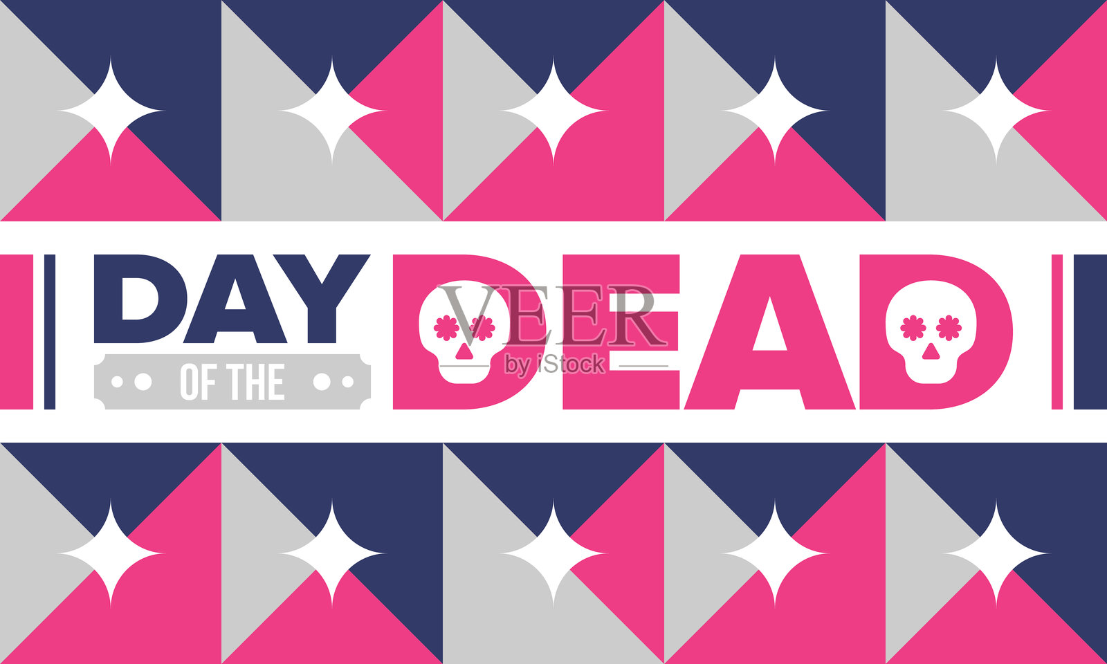 亡灵节在十一月，是纪念逝者的节日，每年在墨西哥和其他拉丁美洲国家庆祝。 具有骷髅图案和纹理的墨西哥和西班牙传统矢量海报。插画图片素材