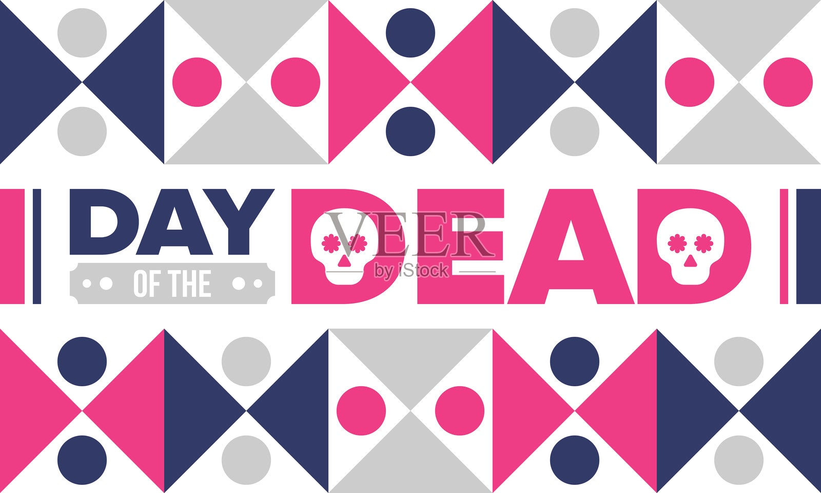 亡灵节，每年11月，是一个纪念逝者的节日，在墨西哥及其他拉丁美洲国家庆祝。带有骷髅图案和纹理的墨西哥和西班牙传统矢量海报。插画图片素材