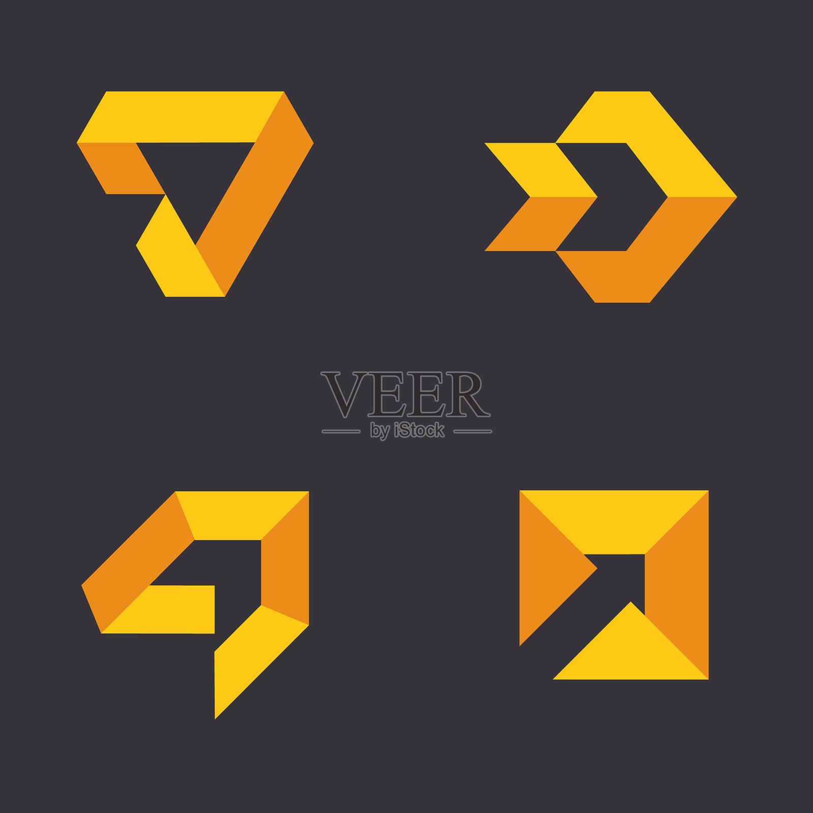 一组箭头矢量图标设计模板。插画图片素材