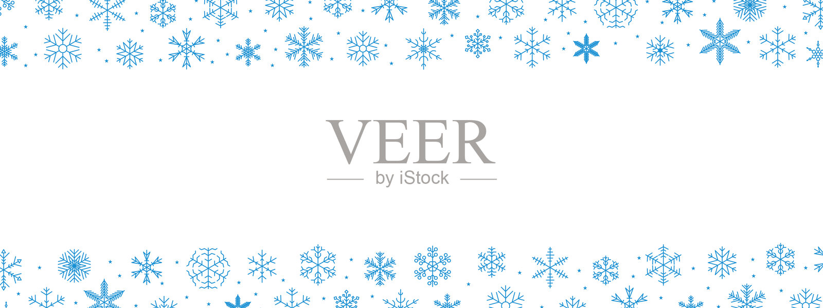 雪花背景孤立矢量图，雪花组合带星星横幅，圣诞边框装饰。新年快乐2026波浪线和雪花。雪花冰冻冬季细线图标插画图片素材