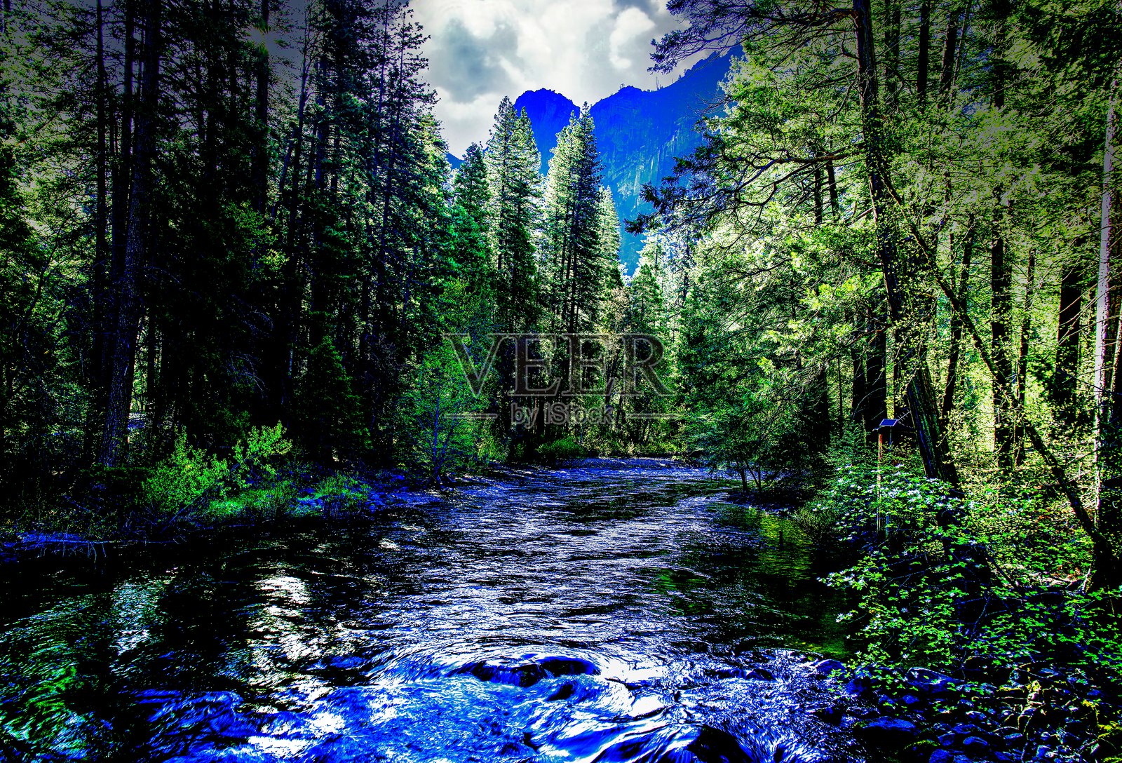 美洲狮河 约塞米蒂山谷照片摄影图片