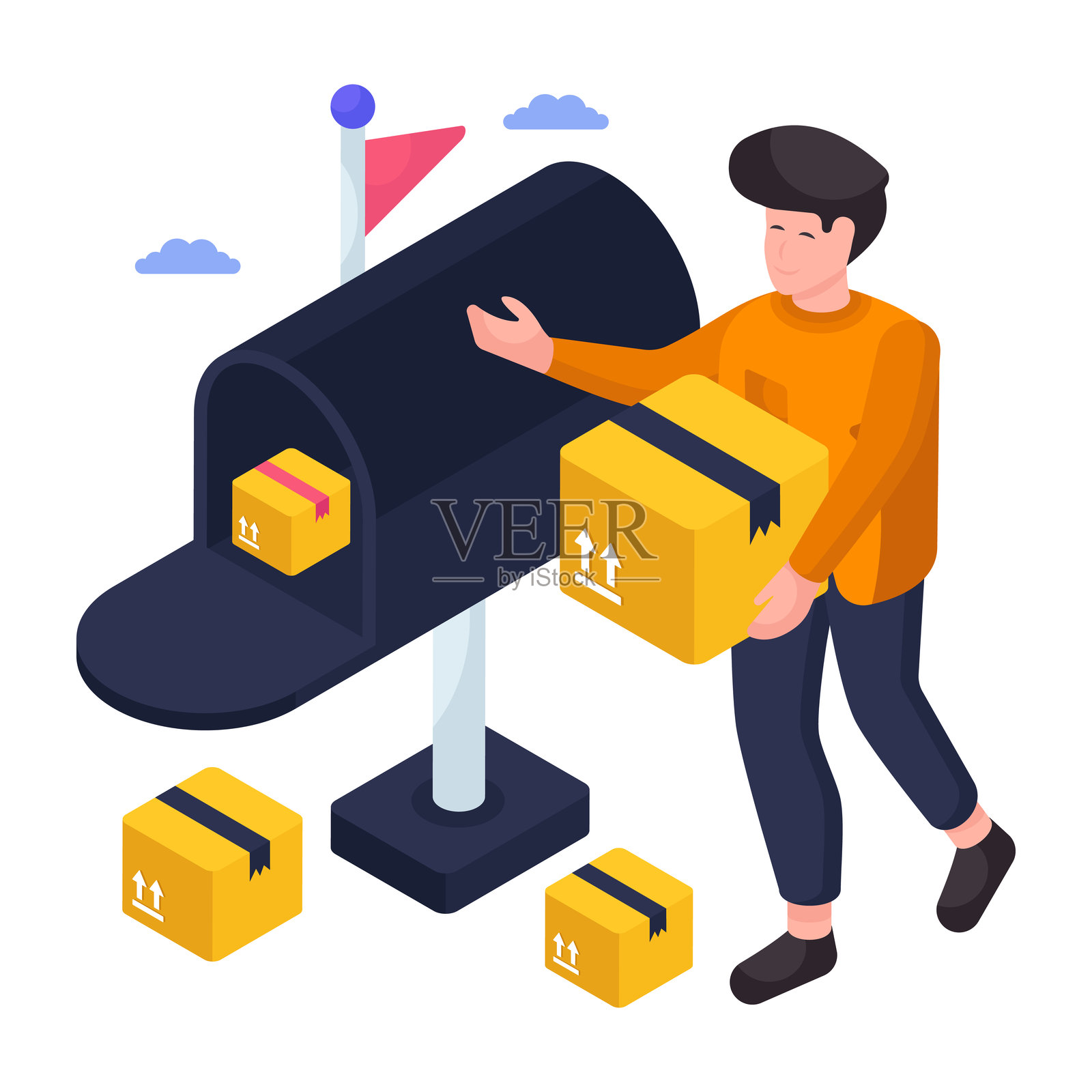 信箱的现代设计插画插画图片素材