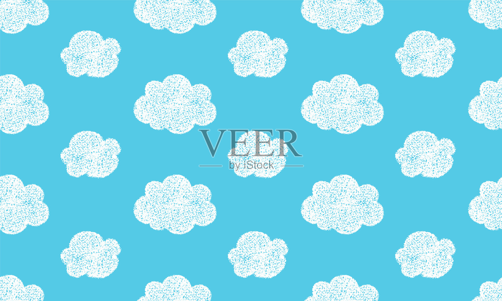 蜡笔云朵天空无缝图案插画图片素材