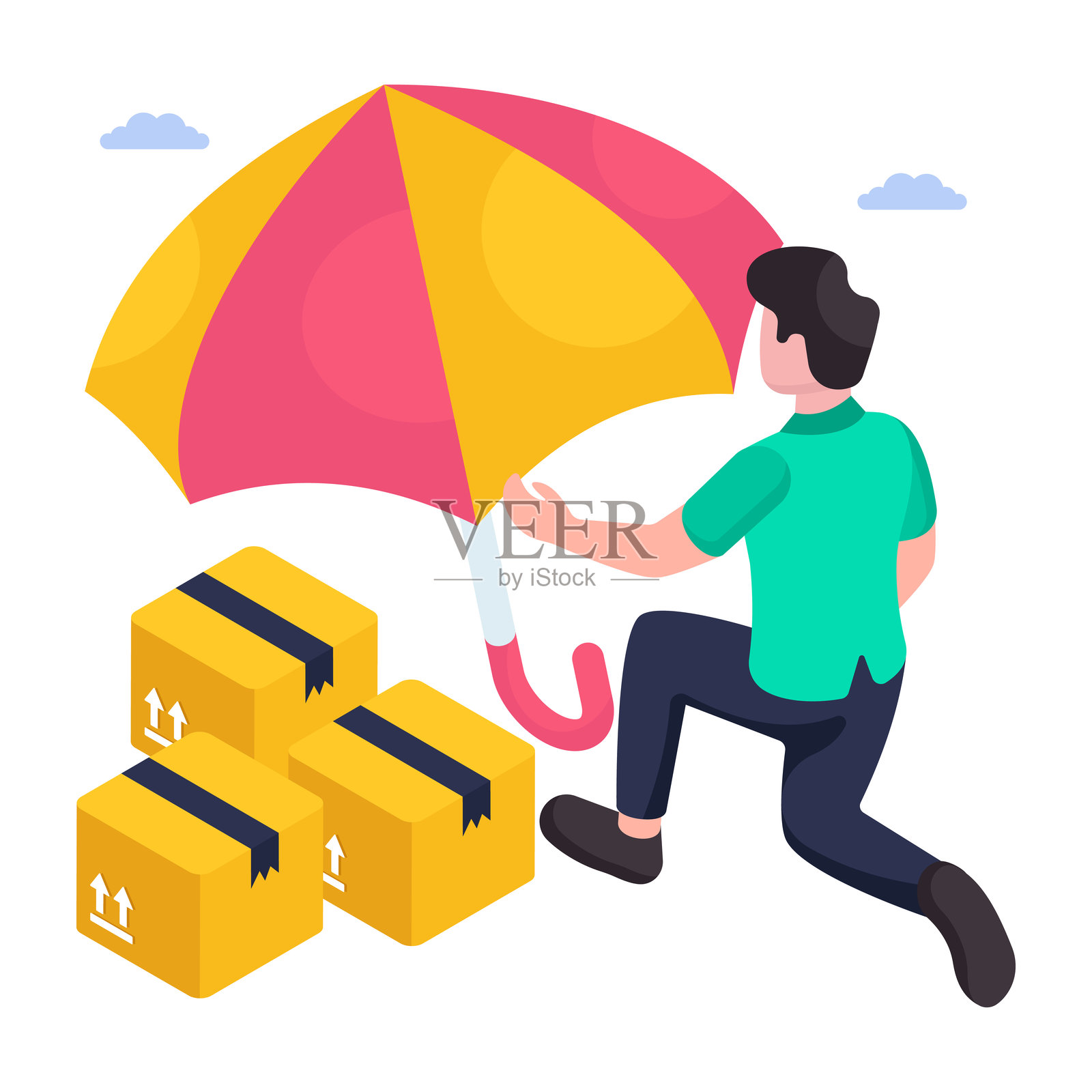 可编辑的包裹保险设计插画插画图片素材