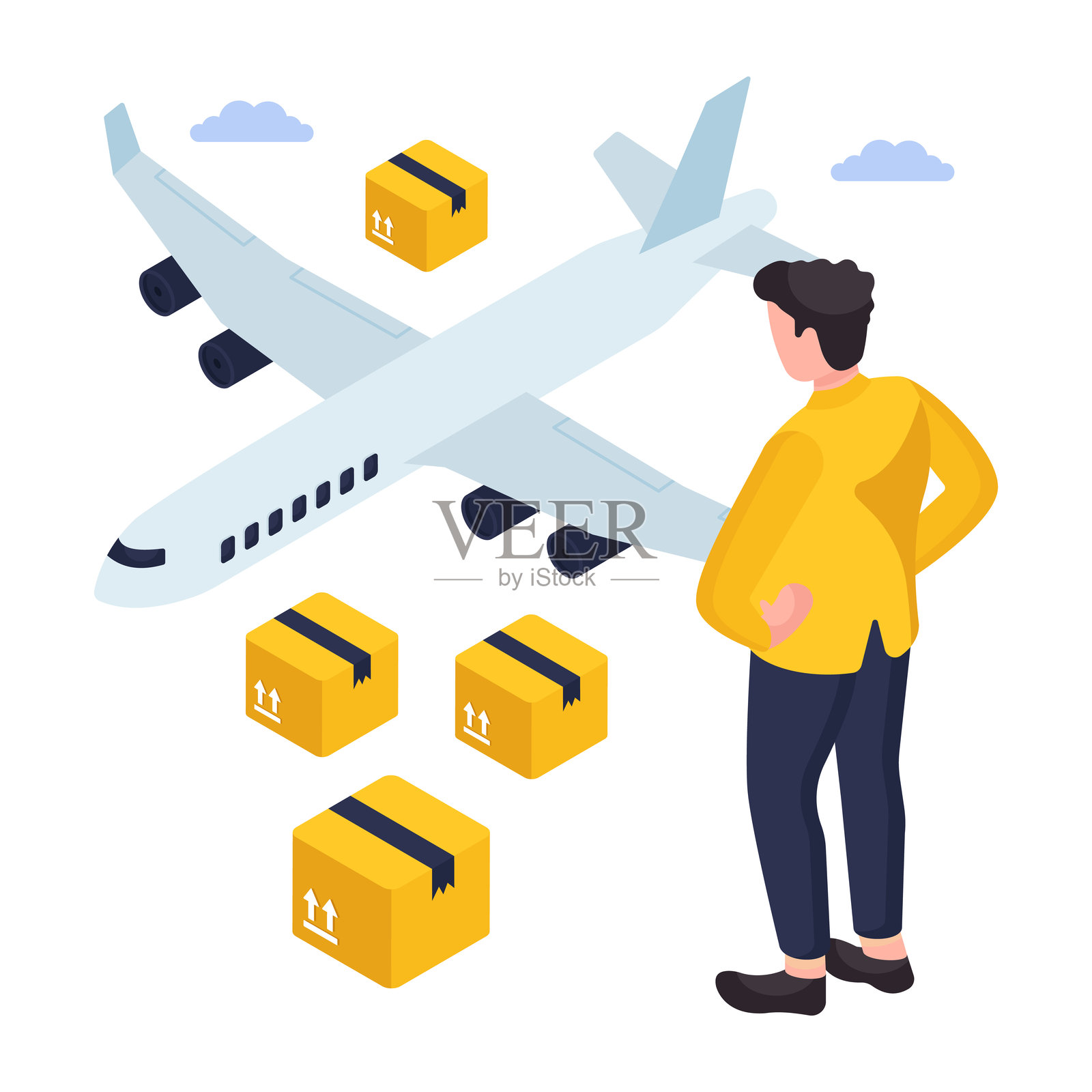 独特的航空货运设计插画插画图片素材