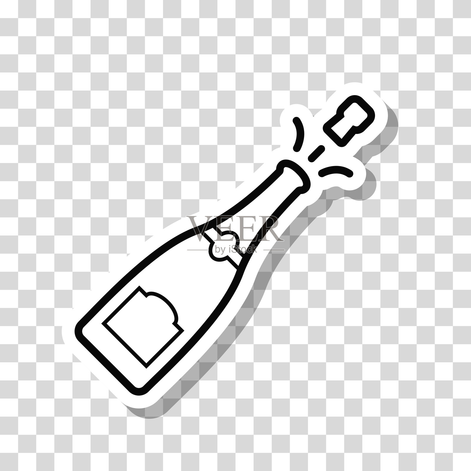 香槟爆炸，空白背景上的图标贴纸插画图片素材