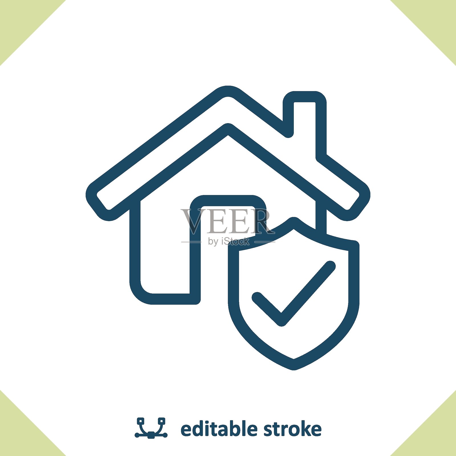 家庭安全图标。房屋、盾牌、保险、房地产插画图片素材