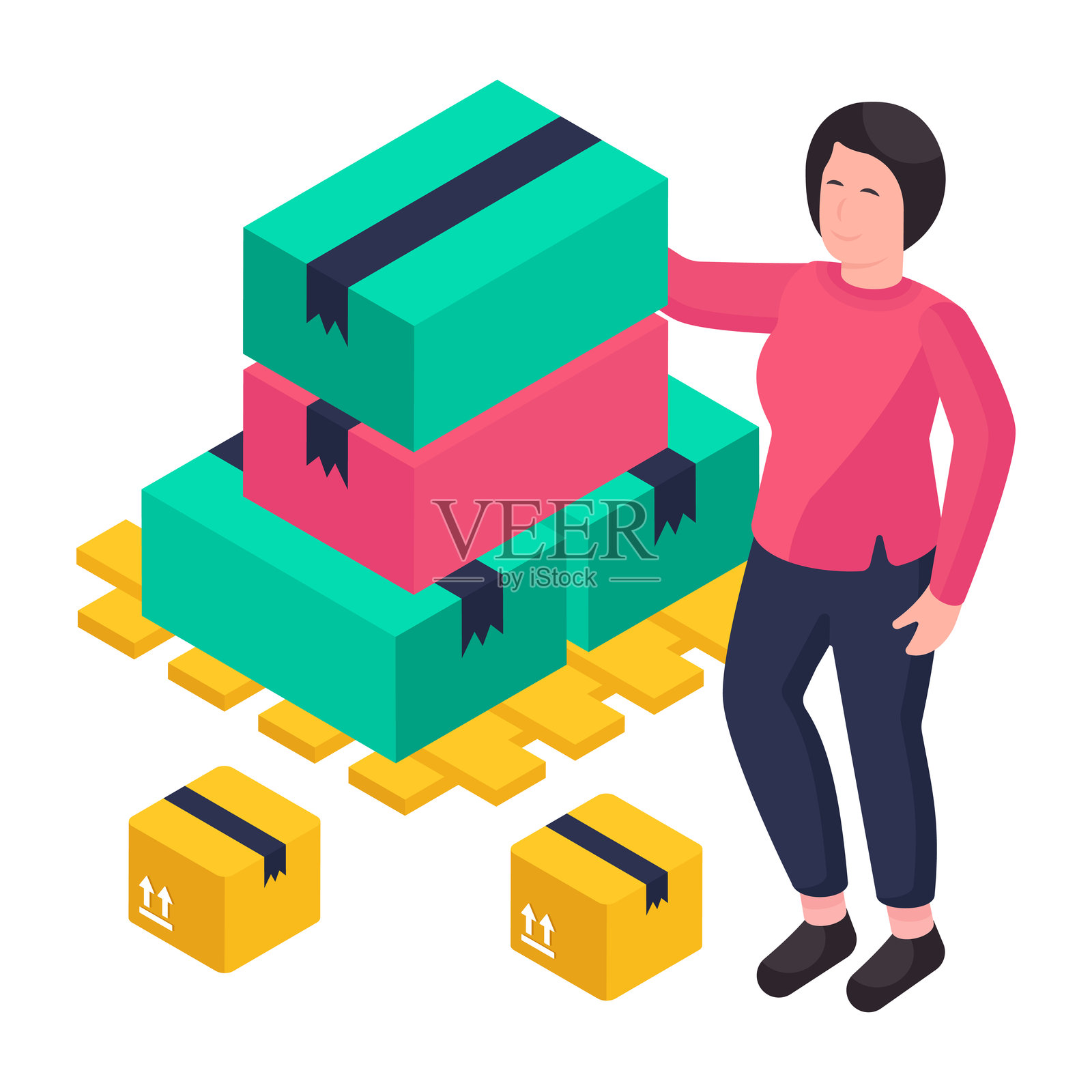 纸箱的可编辑设计插画插画图片素材