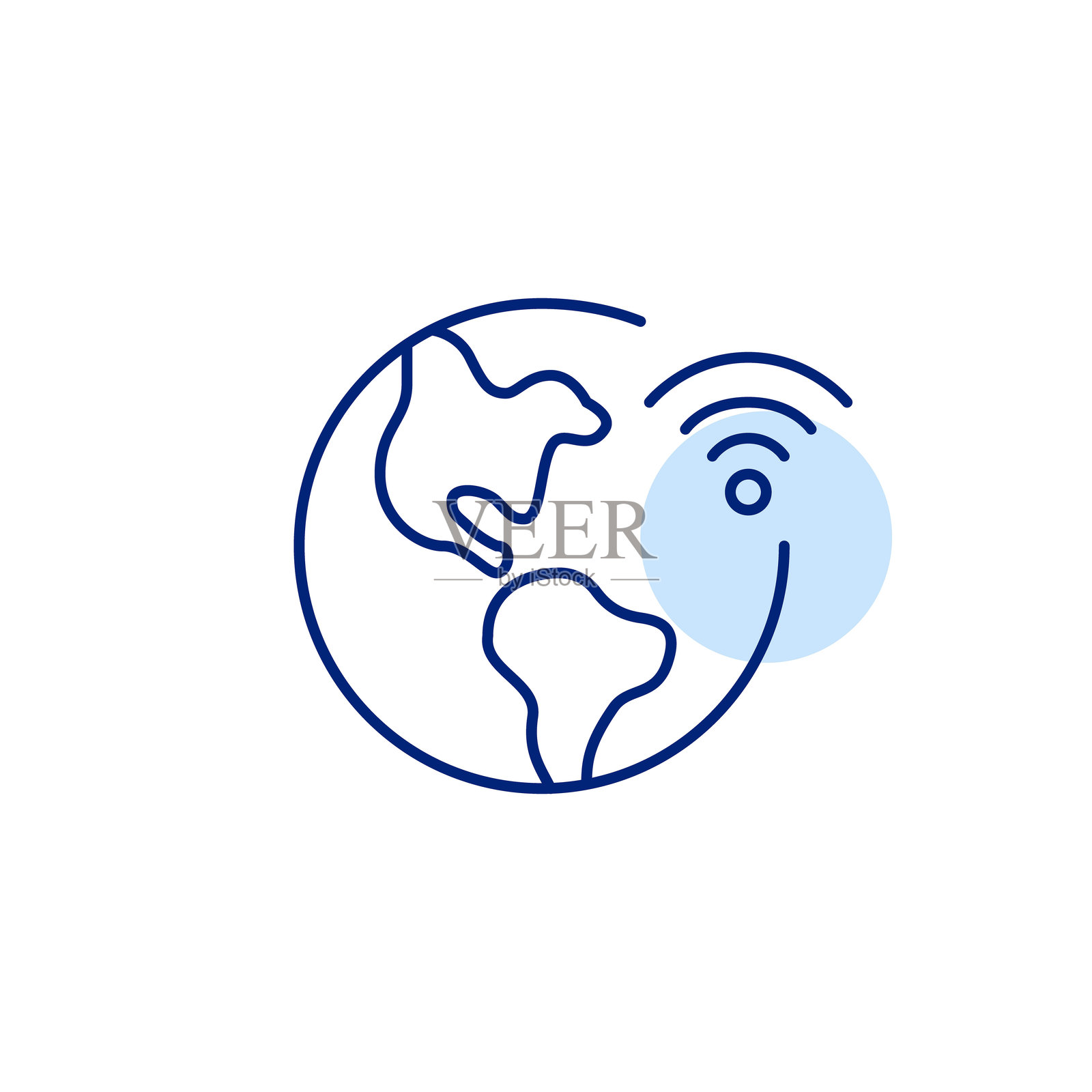 地球与Wi-Fi。全球互联，旅游网络。国际社区。像素完美矢量图标插画图片素材