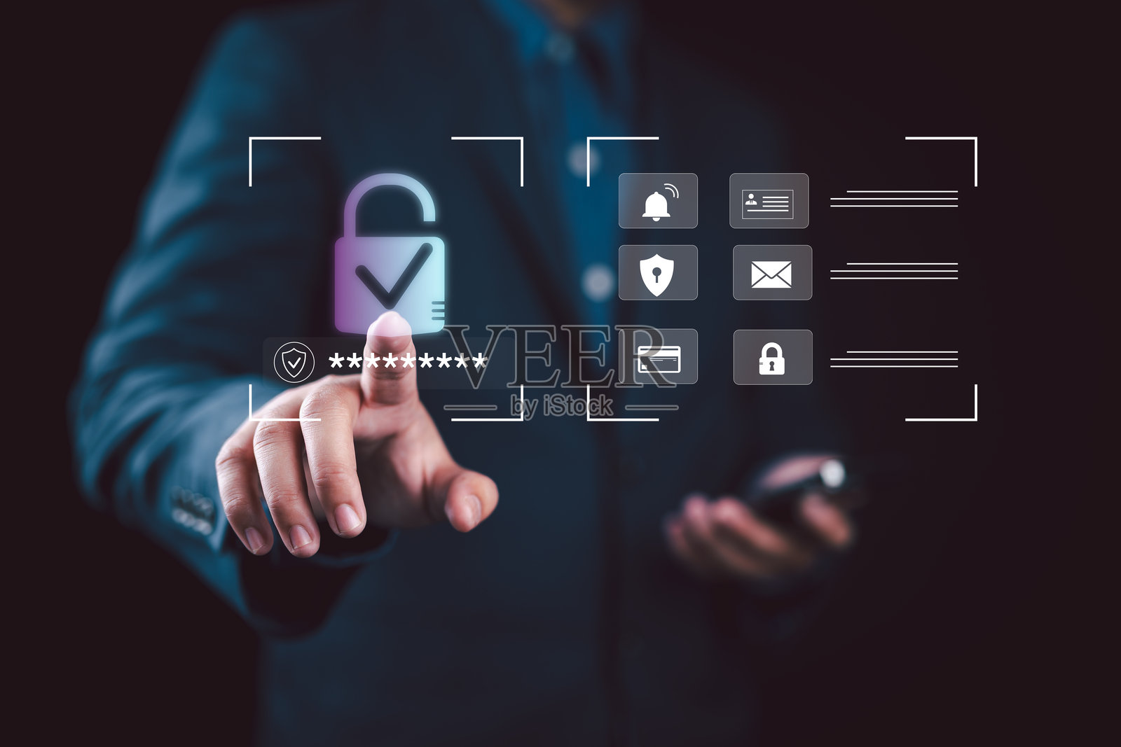 网络安全数据保护安全登录，密码加密，身份验证，访问控制和数字认证，用于安全的互联网使用和信息隐私管理。照片摄影图片